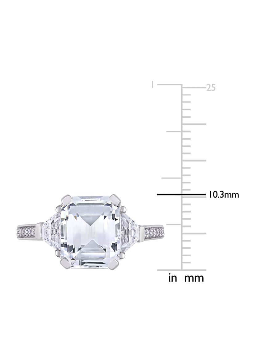 5 1/5 CT TGW White Topaz and Diamond Accent Estate Ring in Sterling Silver