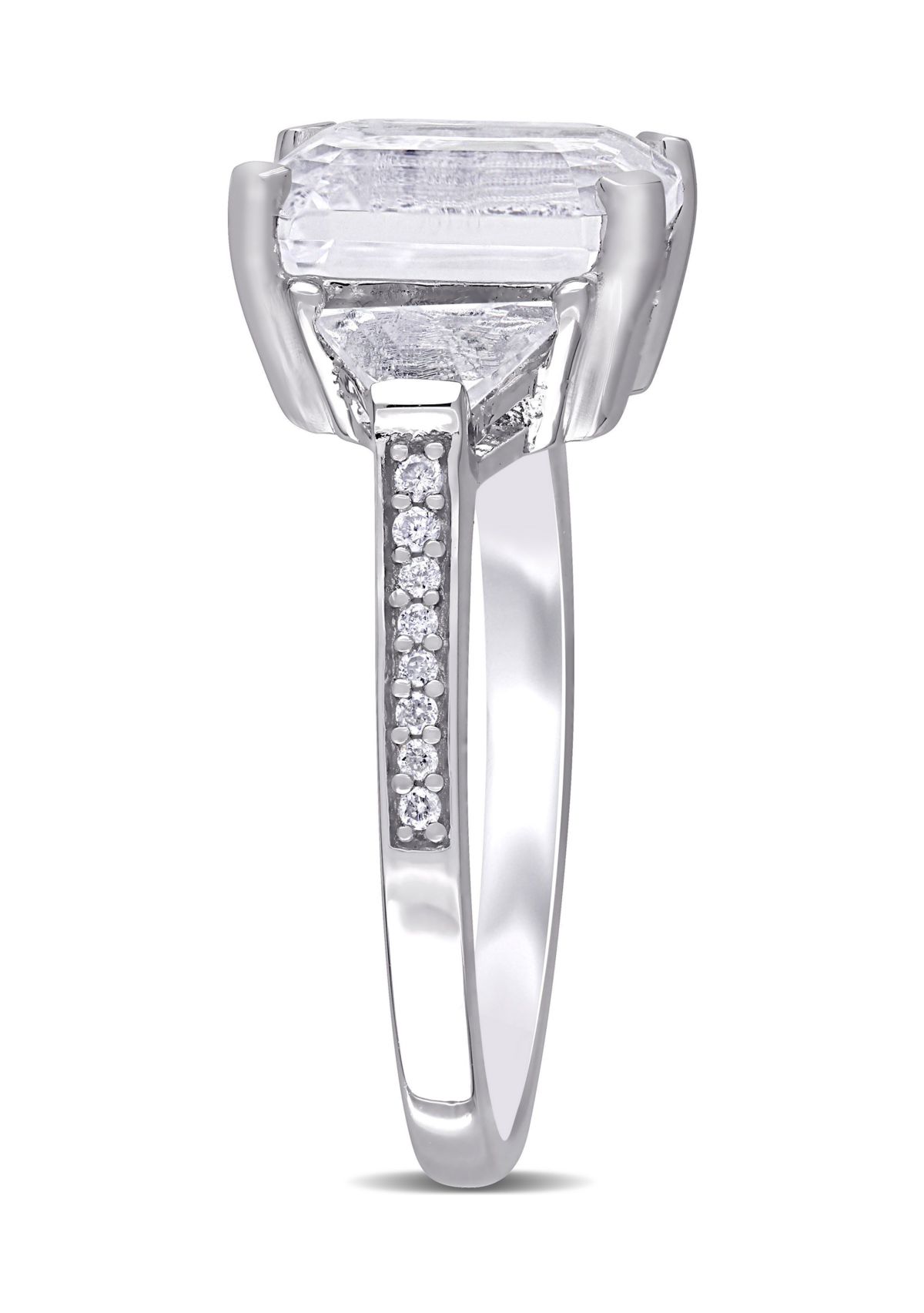 5 1/5 CT TGW White Topaz and Diamond Accent Estate Ring in Sterling Silver