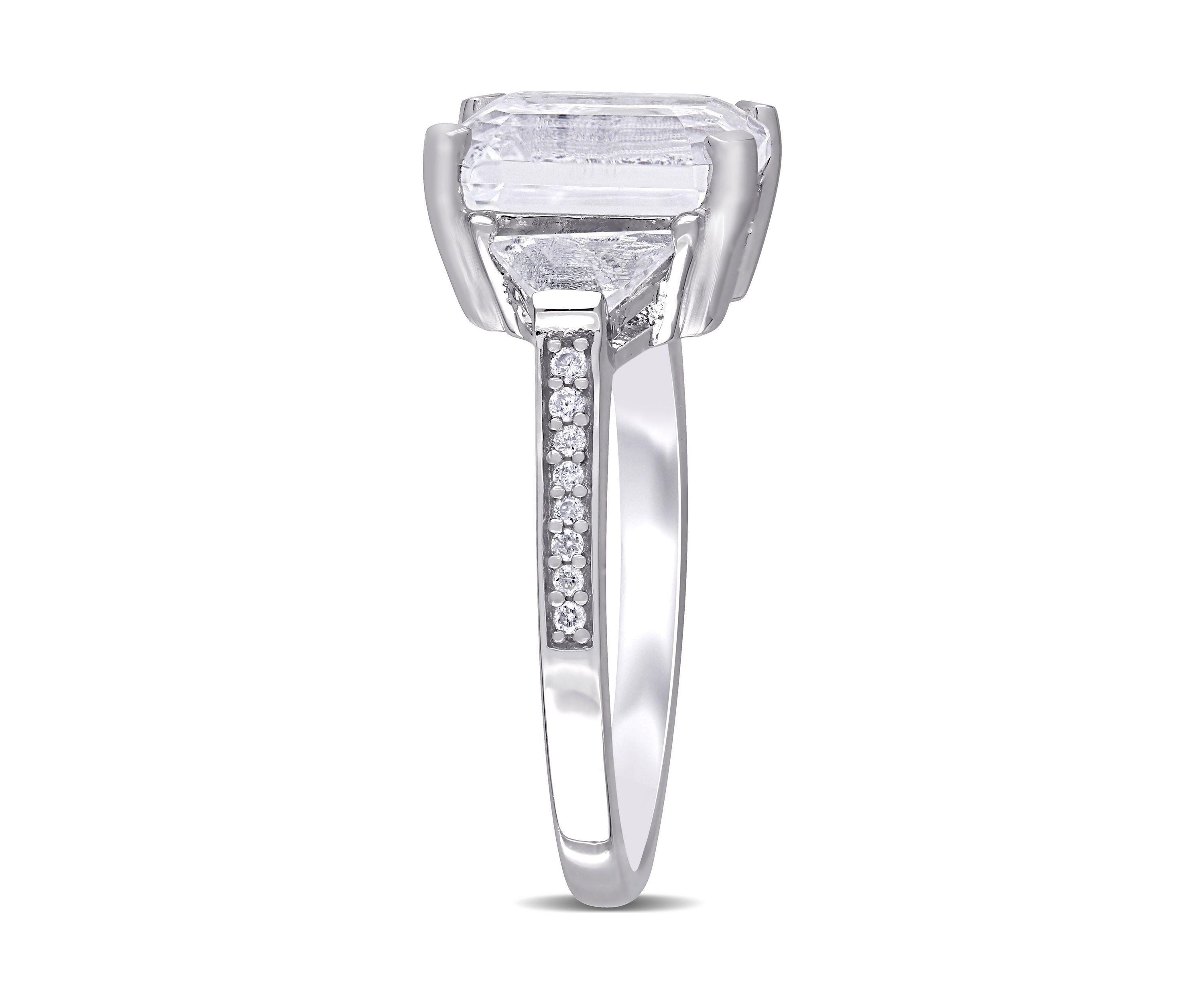 5 1/5 CT TGW White Topaz and Diamond Accent Estate Ring in Sterling Silver