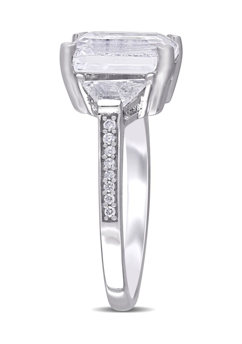 5 1/5 CT TGW White Topaz and Diamond Accent Estate Ring in Sterling Silver