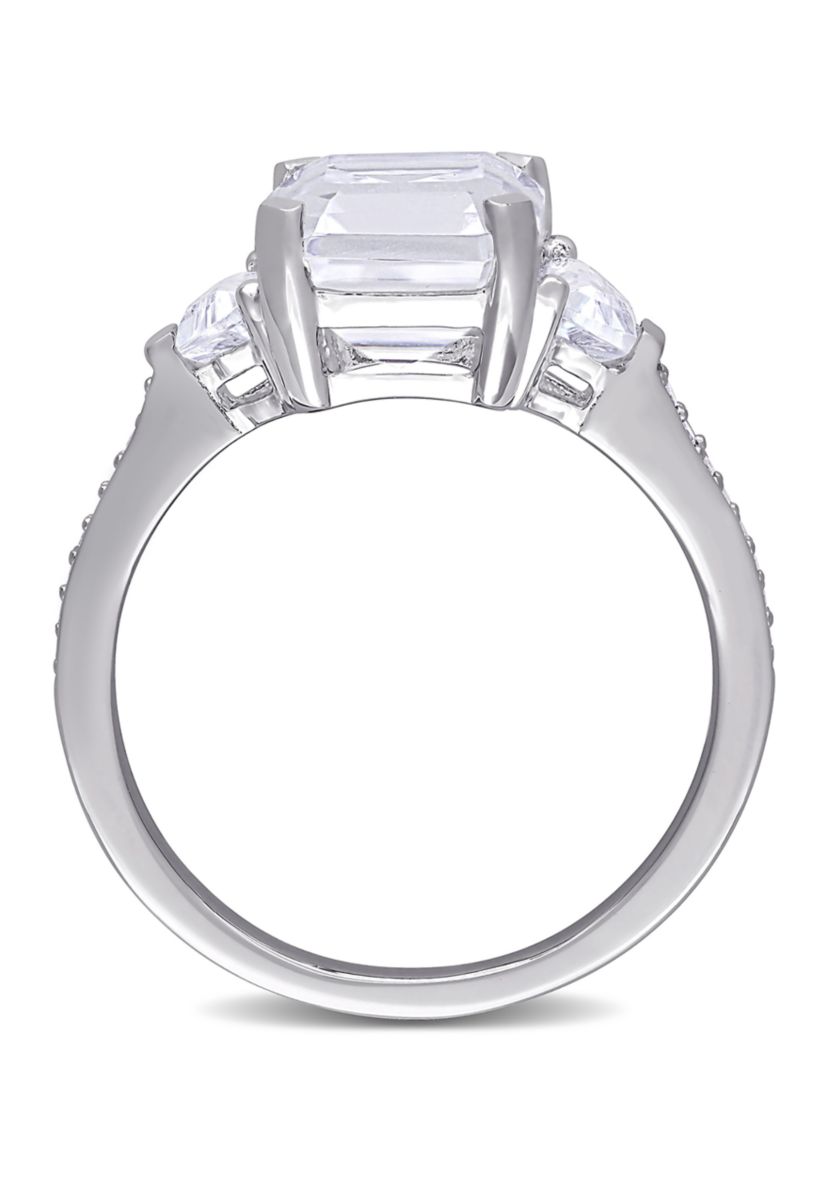 5 1/5 CT TGW White Topaz and Diamond Accent Estate Ring in Sterling Silver