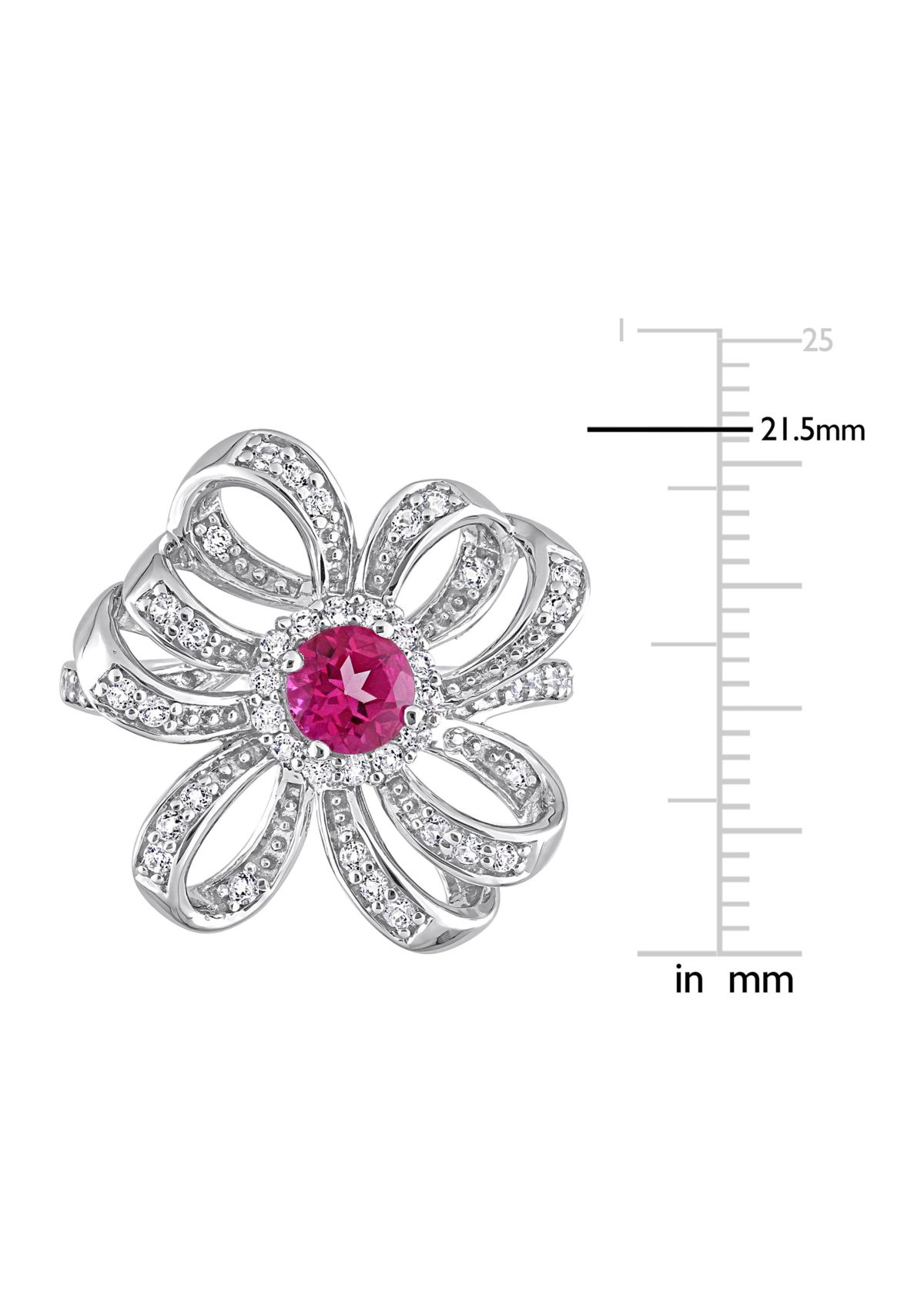 1 1/10 CT TGW Pink Topaz and White Topaz Flower Cocktail Ring in Sterling Silver