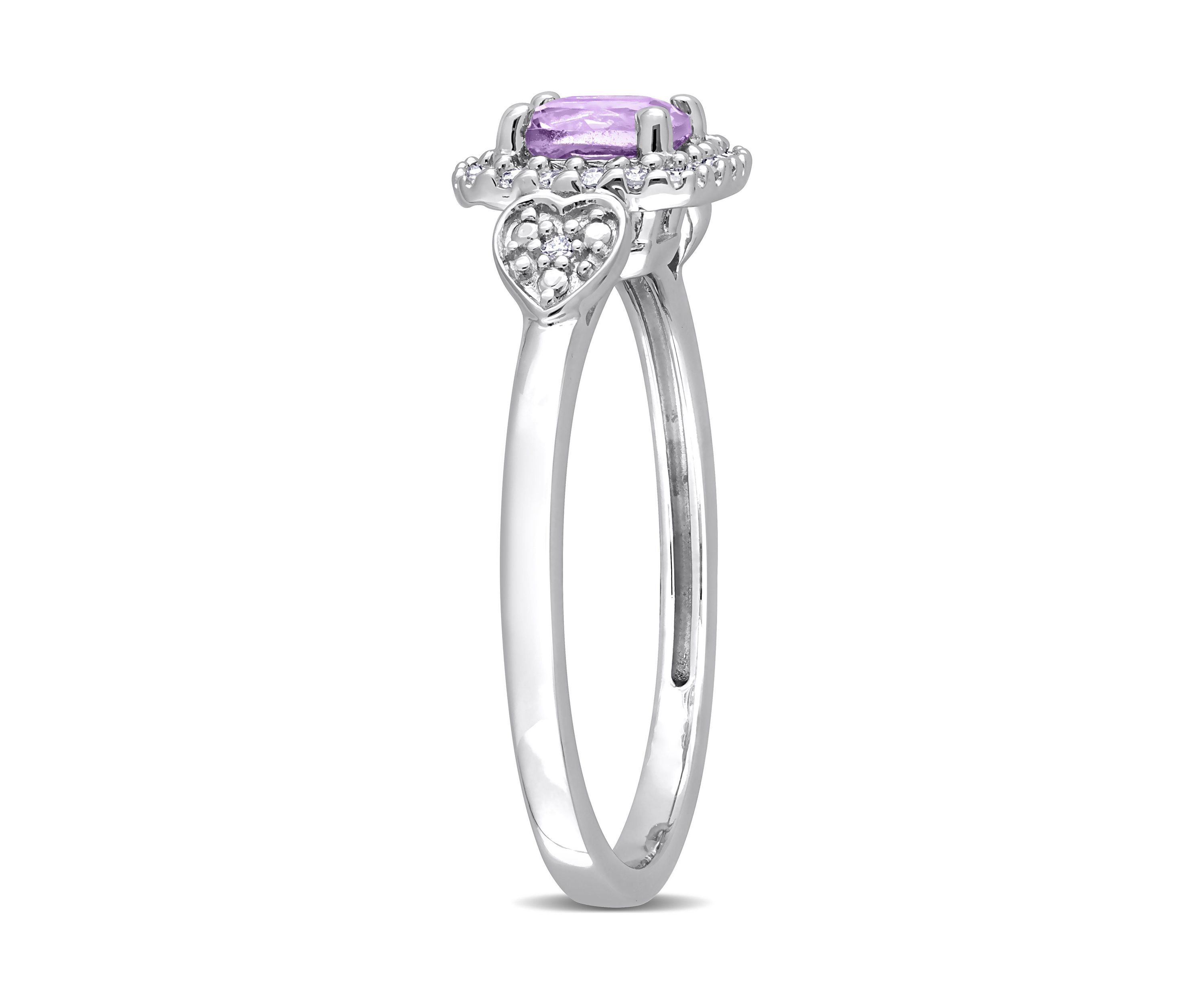 5/8 CT TGW Amethyst and 1/10 CT TW Diamond Square Halo Ring in Sterling Silver