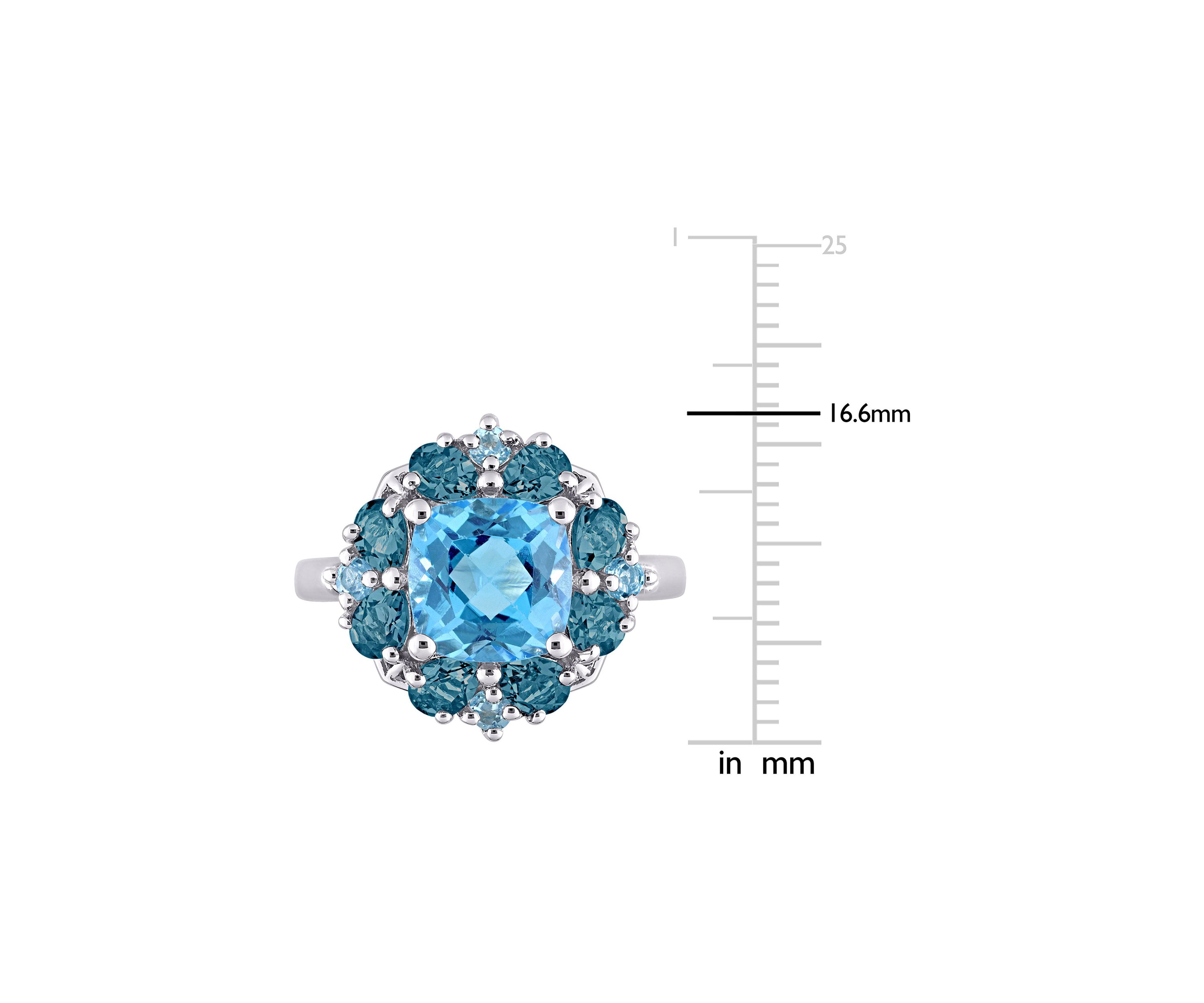 4 1/10 CT TGW Blue Topaz-Swiss and Blue Topaz-London Quatrefoil Floral Ring in Sterling Silver