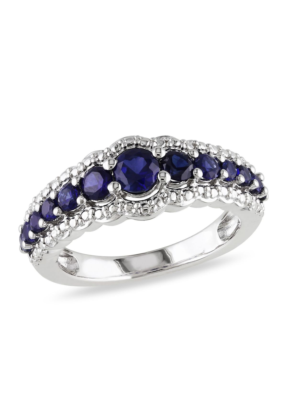 Lab Created Created Blue Sapphire Graduated Ring in Sterling Silver