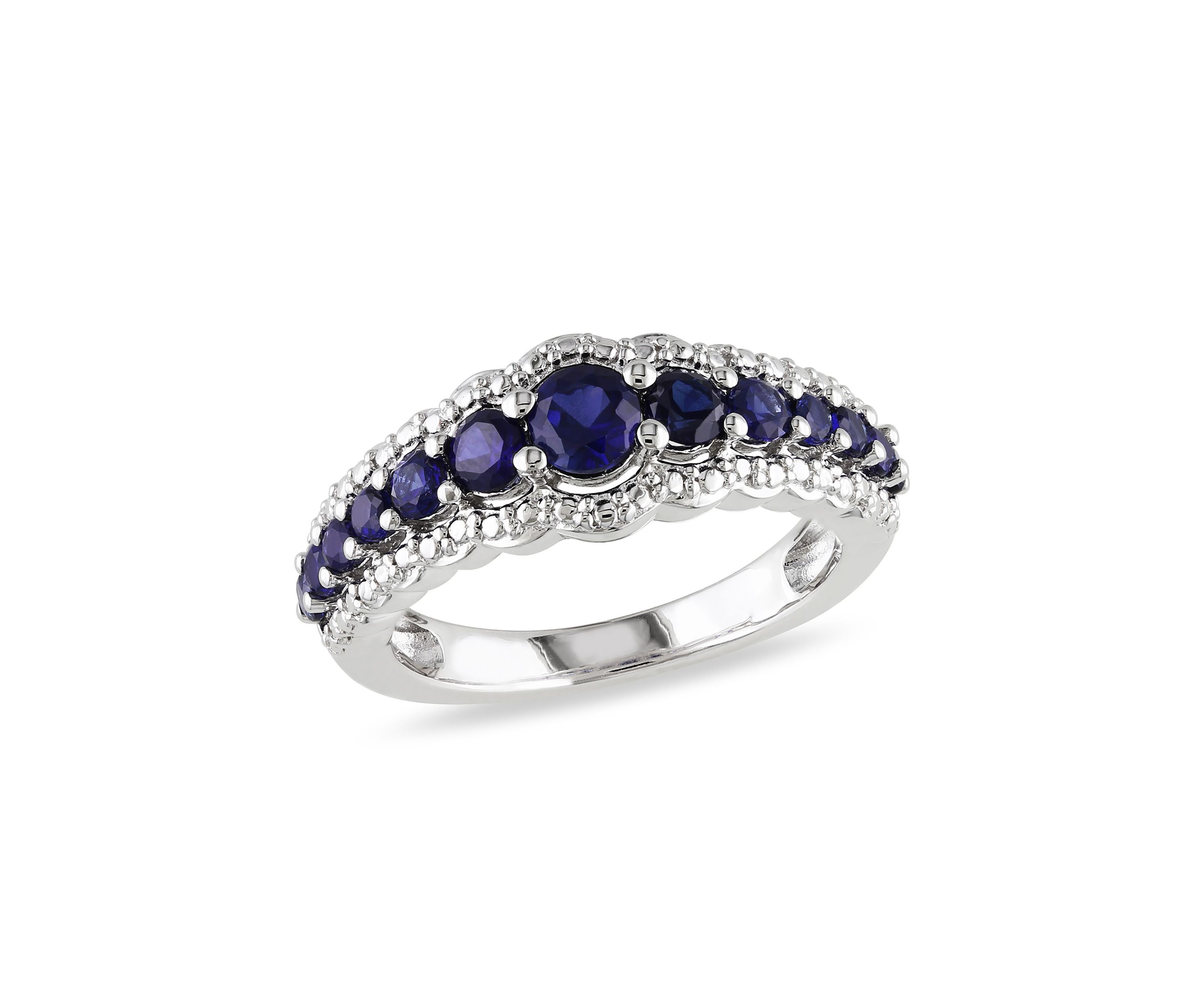 Lab Created Created Blue Sapphire Graduated Ring in Sterling Silver
