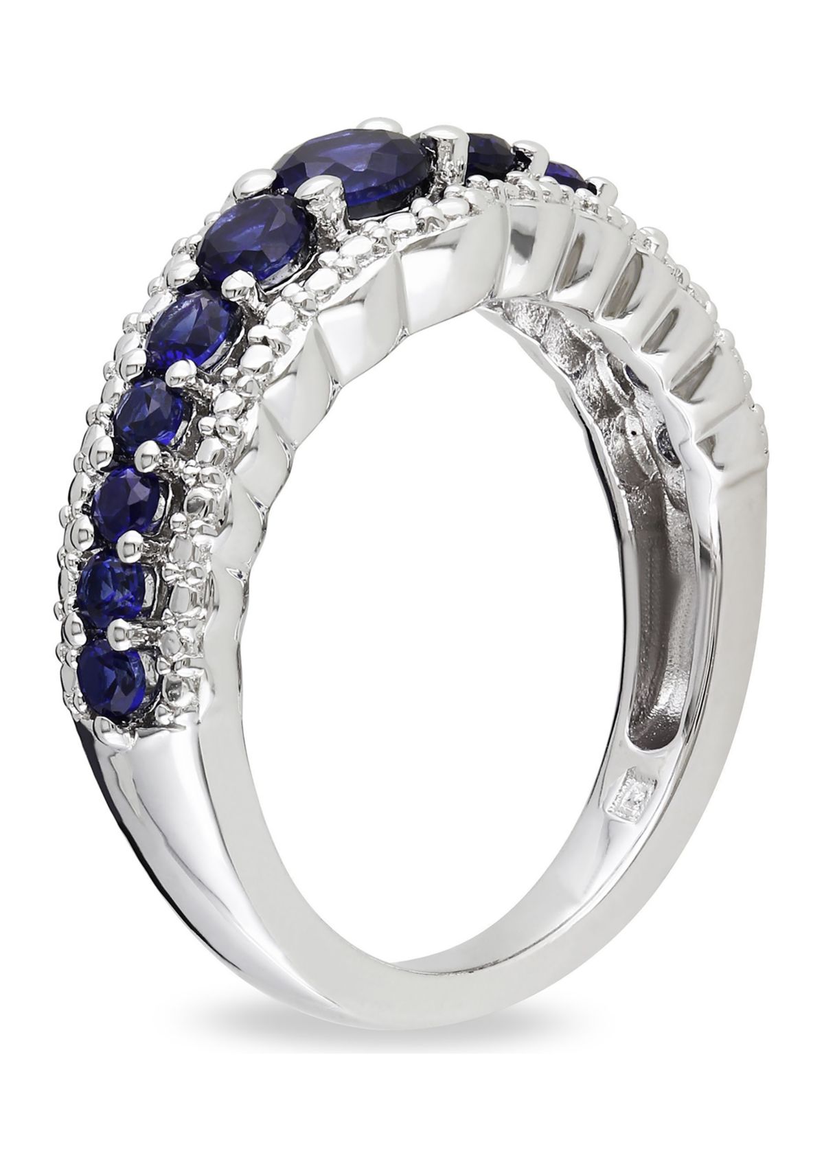 Lab Created Created Blue Sapphire Graduated Ring in Sterling Silver