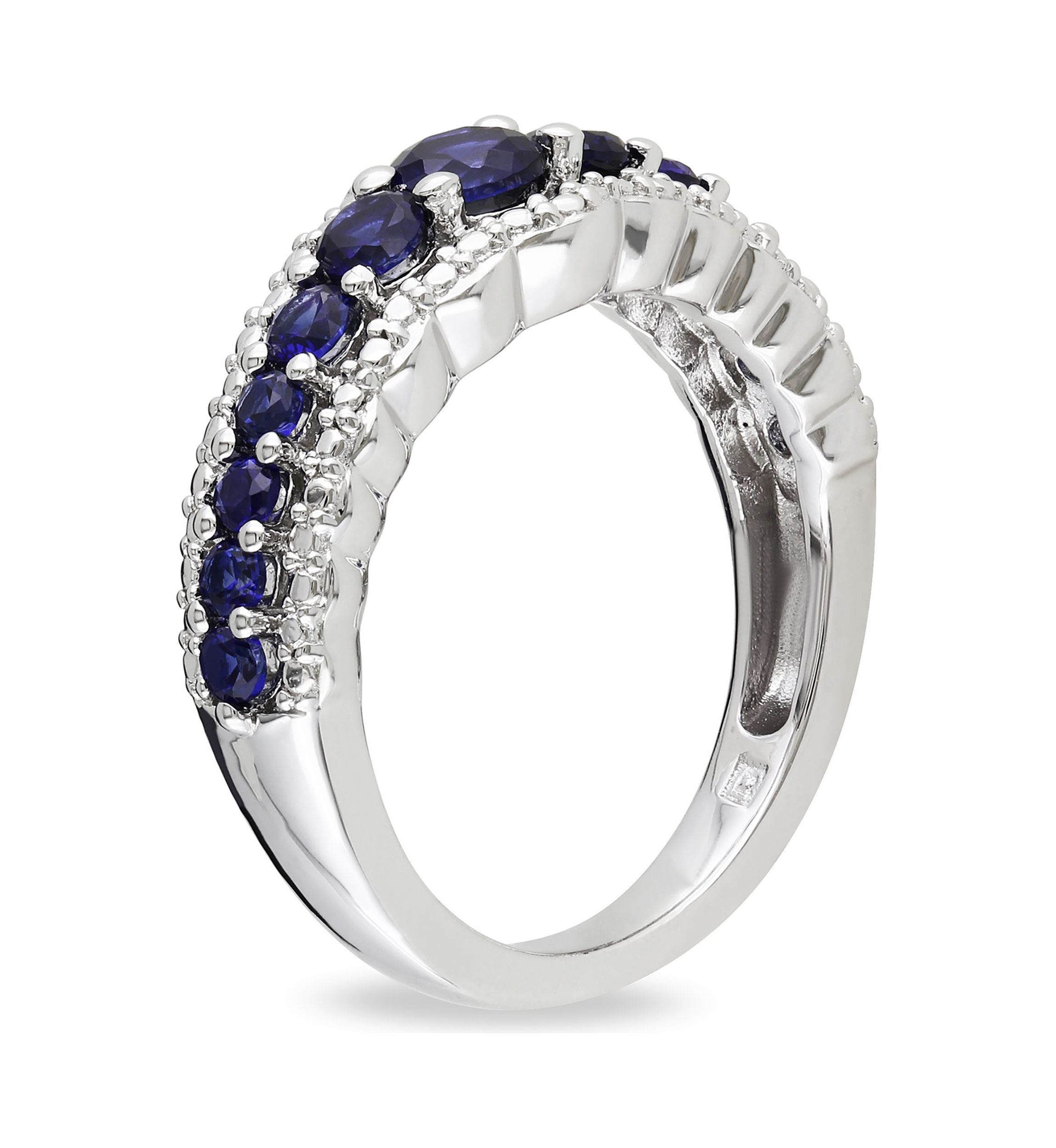 Lab Created Created Blue Sapphire Graduated Ring in Sterling Silver