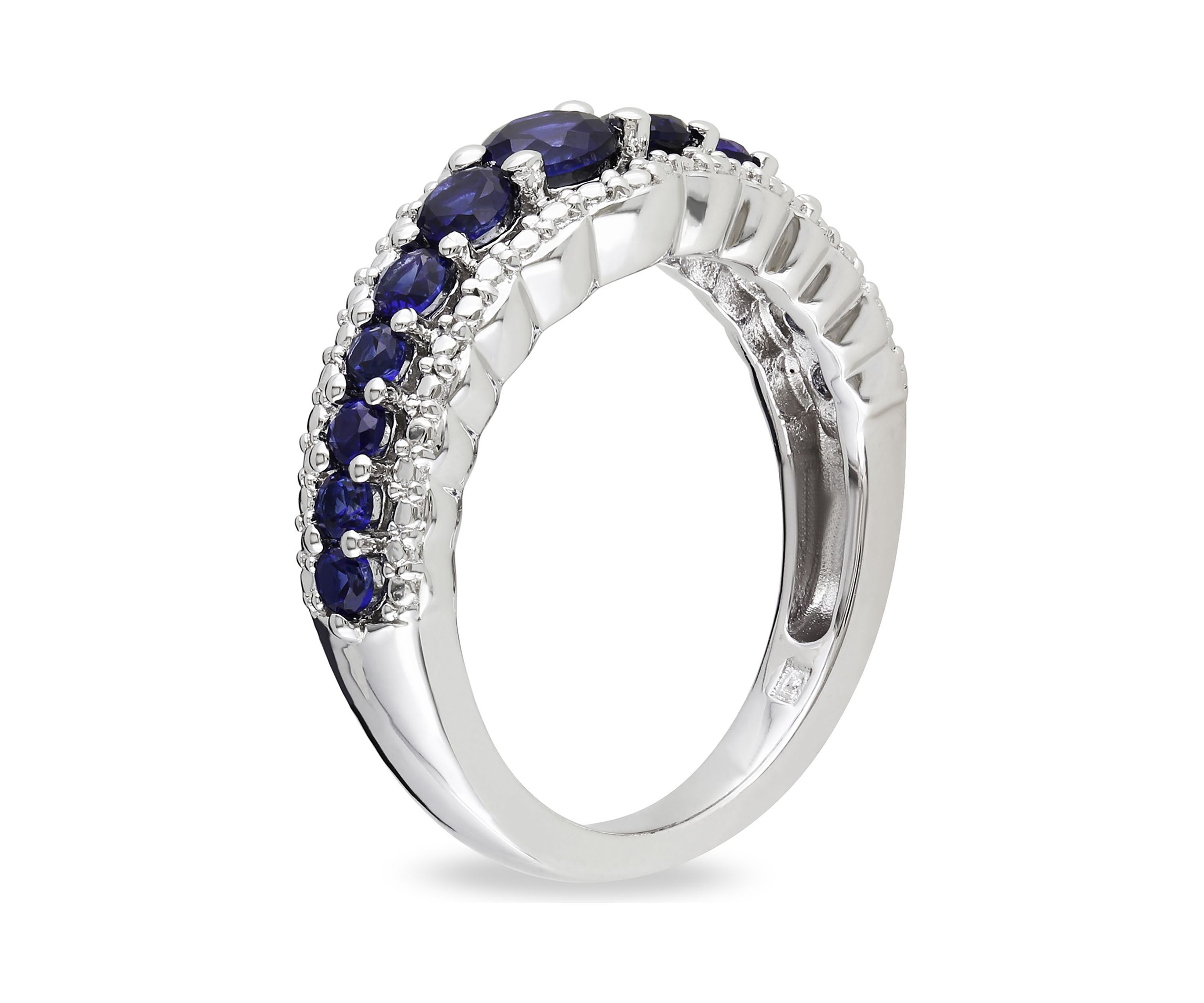 Lab Created Created Blue Sapphire Graduated Ring in Sterling Silver