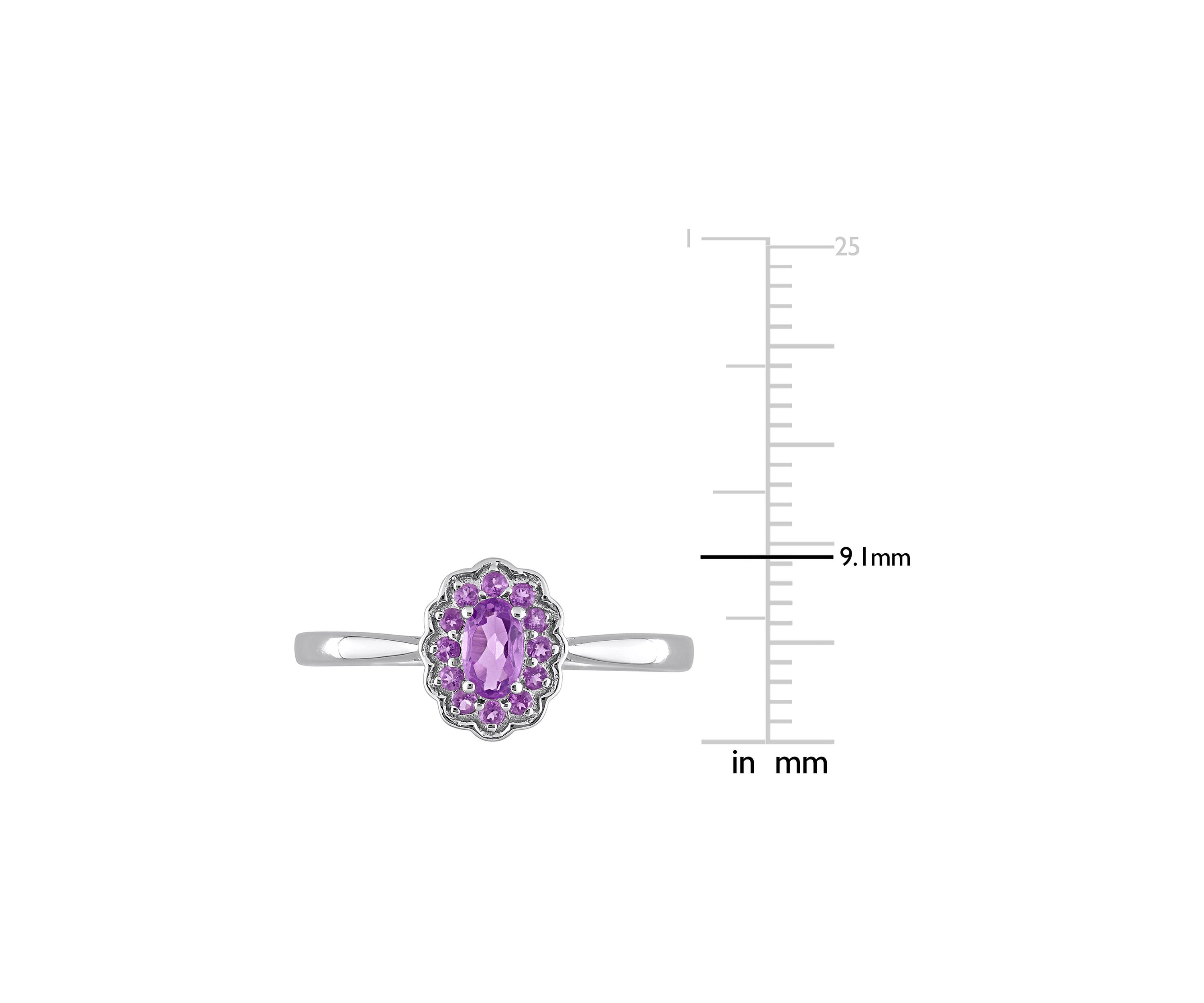1/3 CT TGW Oval Amethyst and African Amethyst Halo Promise Ring in Sterling Silver