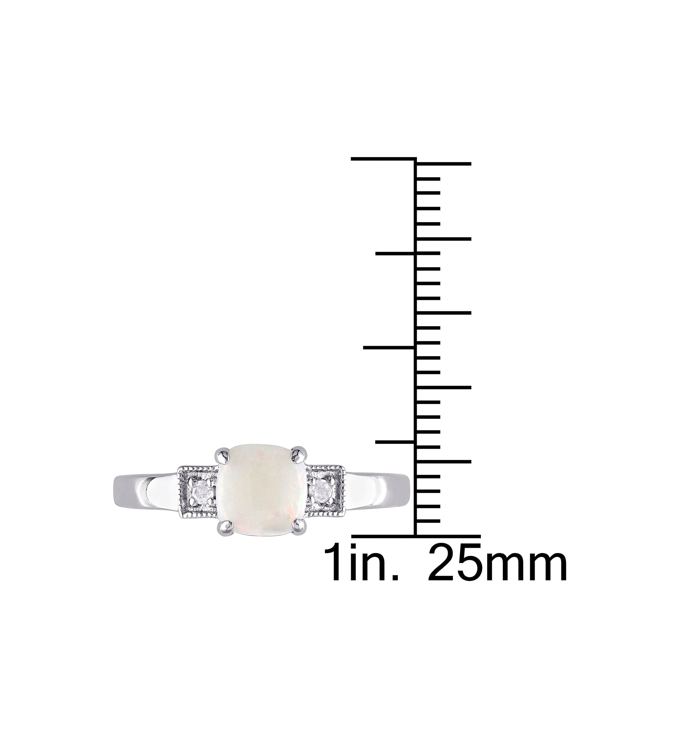 Cushion Cut Opal and Diamond Accent Ring in Sterling Silver