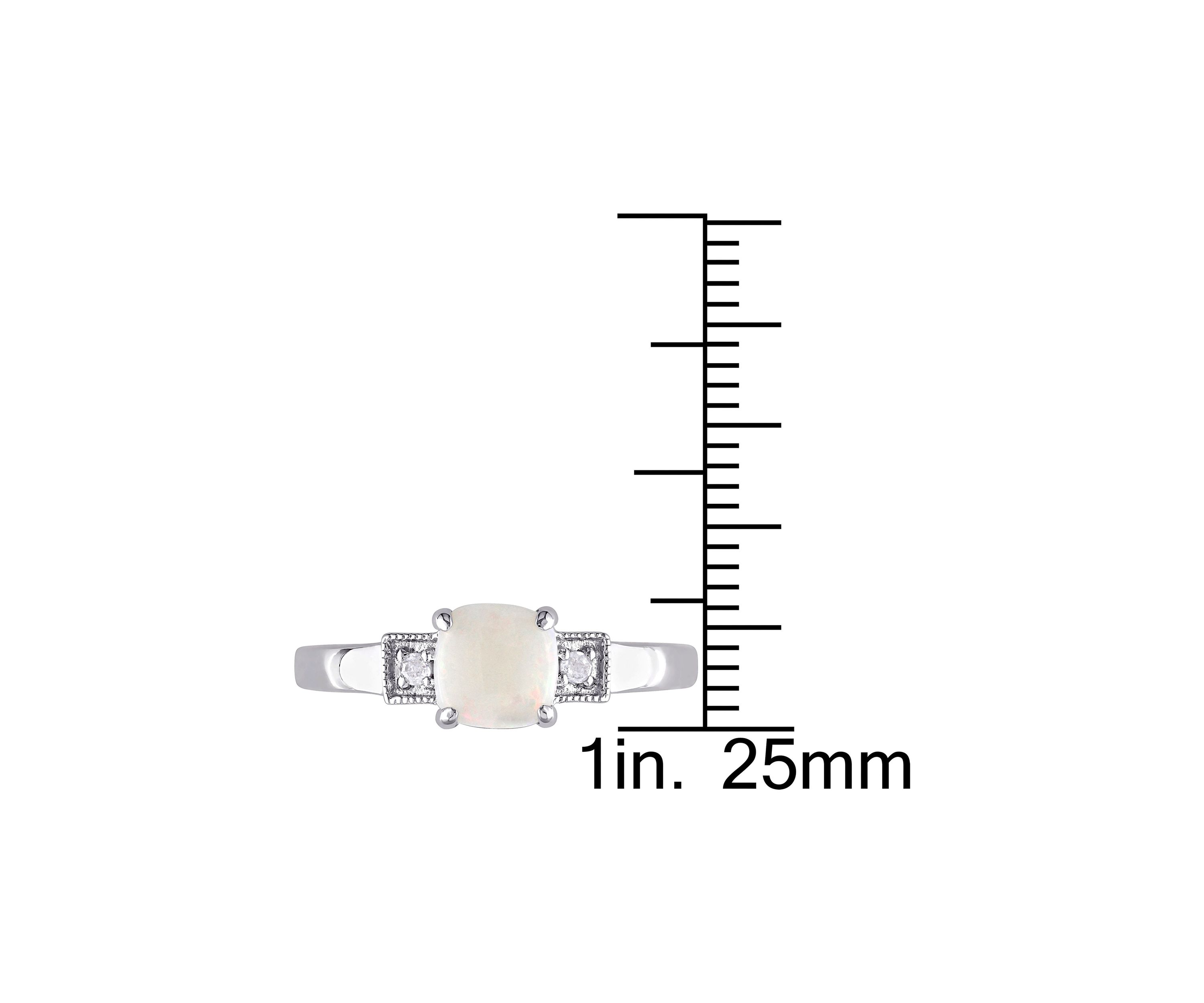 Cushion Cut Opal and Diamond Accent Ring in Sterling Silver