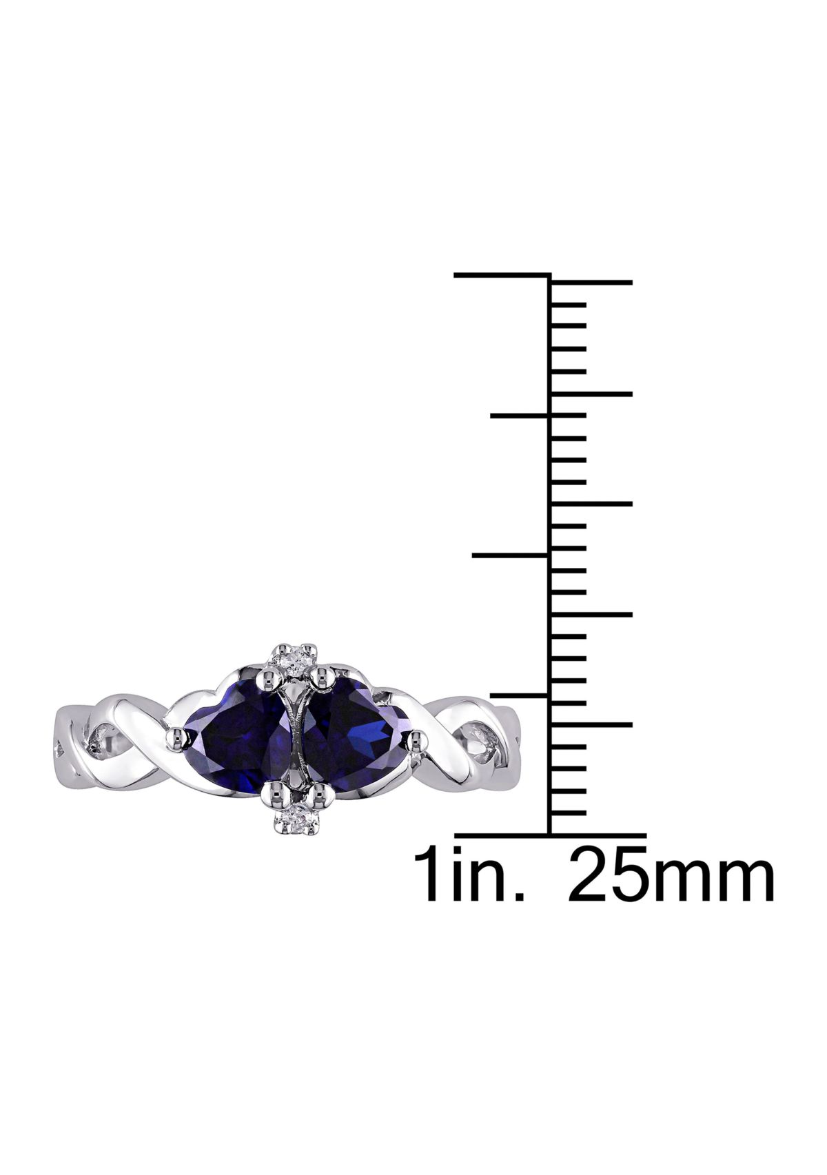 Lab Created Created Blue Sapphire and Diamond Double Heart Infinity Ring in Sterling Silver