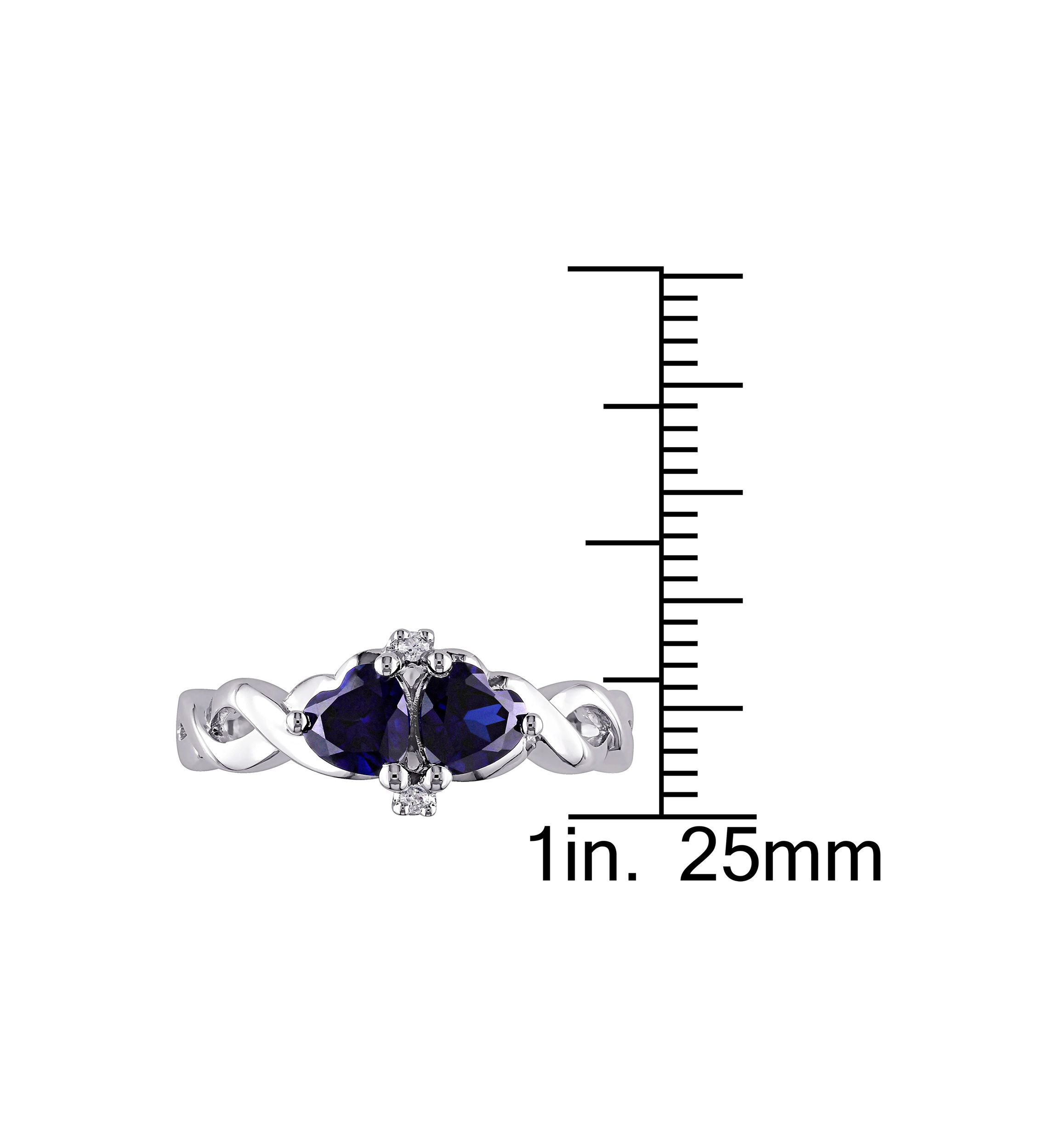 Lab Created Created Blue Sapphire and Diamond Double Heart Infinity Ring in Sterling Silver
