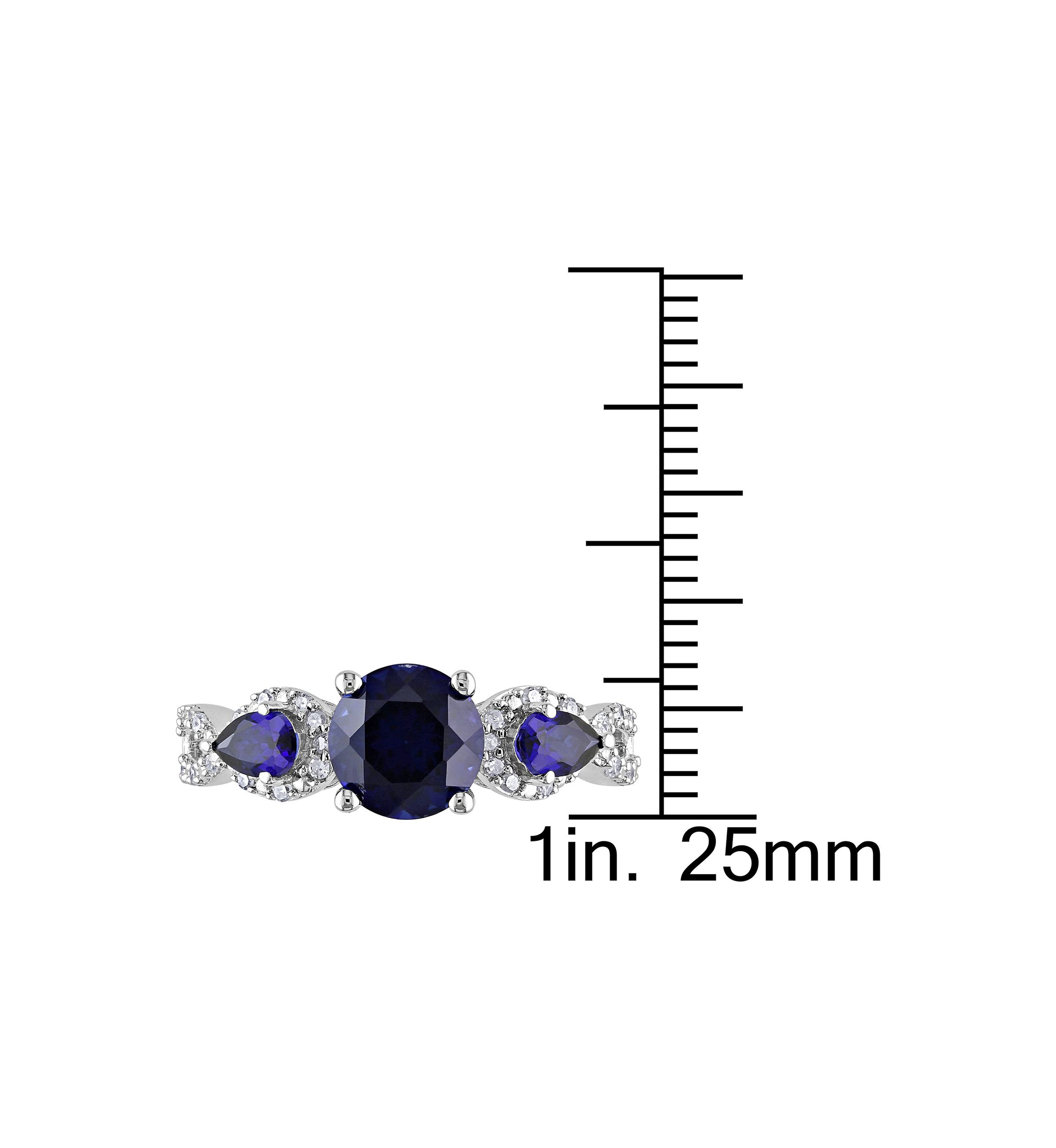Lab Created 1/6 CT TW Diamond and Created Blue Sapphire Floral Ring in Sterling Silver