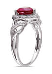 Lab Created 1/10 ct. t.w. Diamond and Created Ruby Open Heart Crossover Ring in Sterling Silver