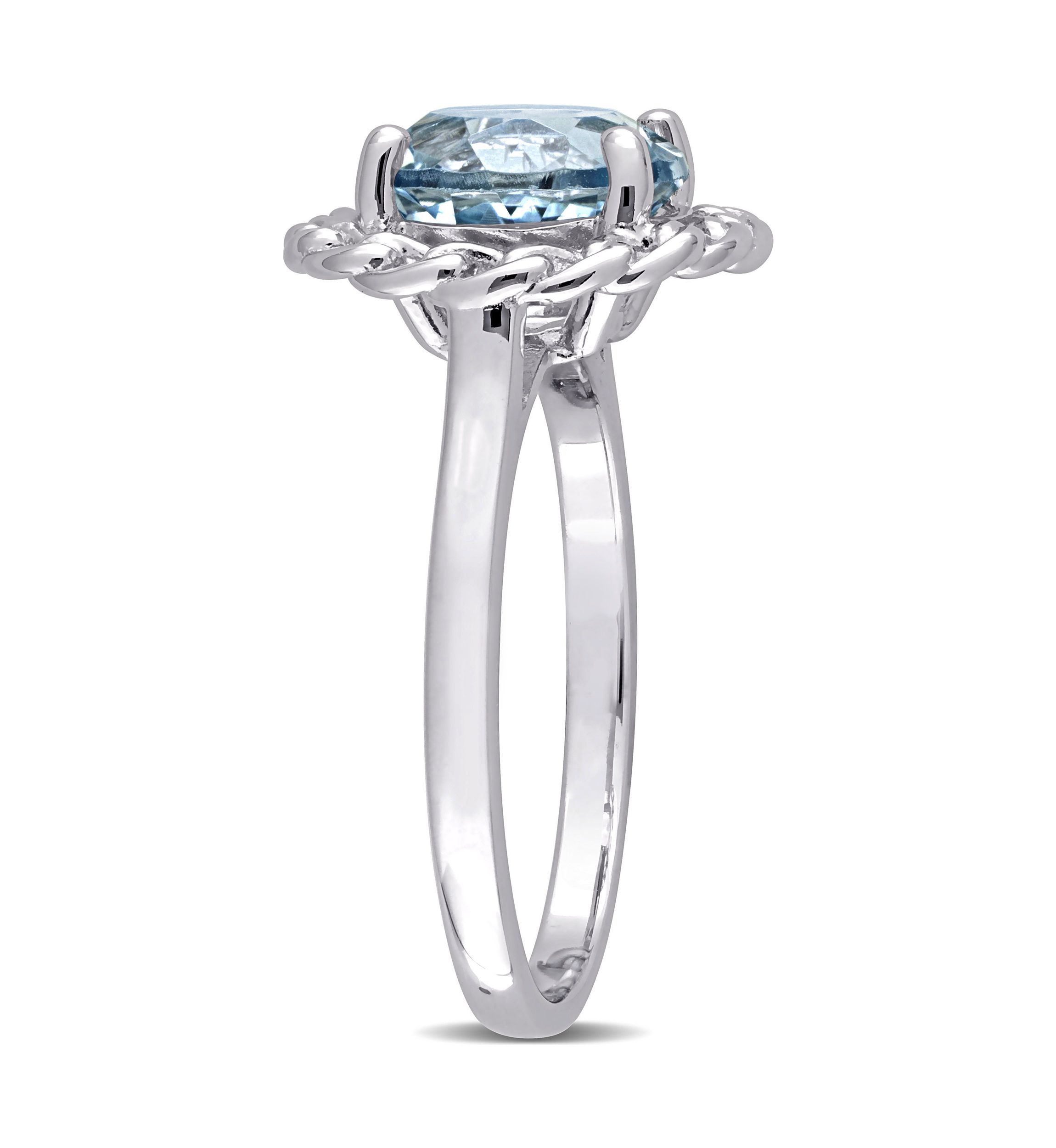 3 1/2 CT TGW Sky Blue Topaz Halo Ring in Sterling Silver