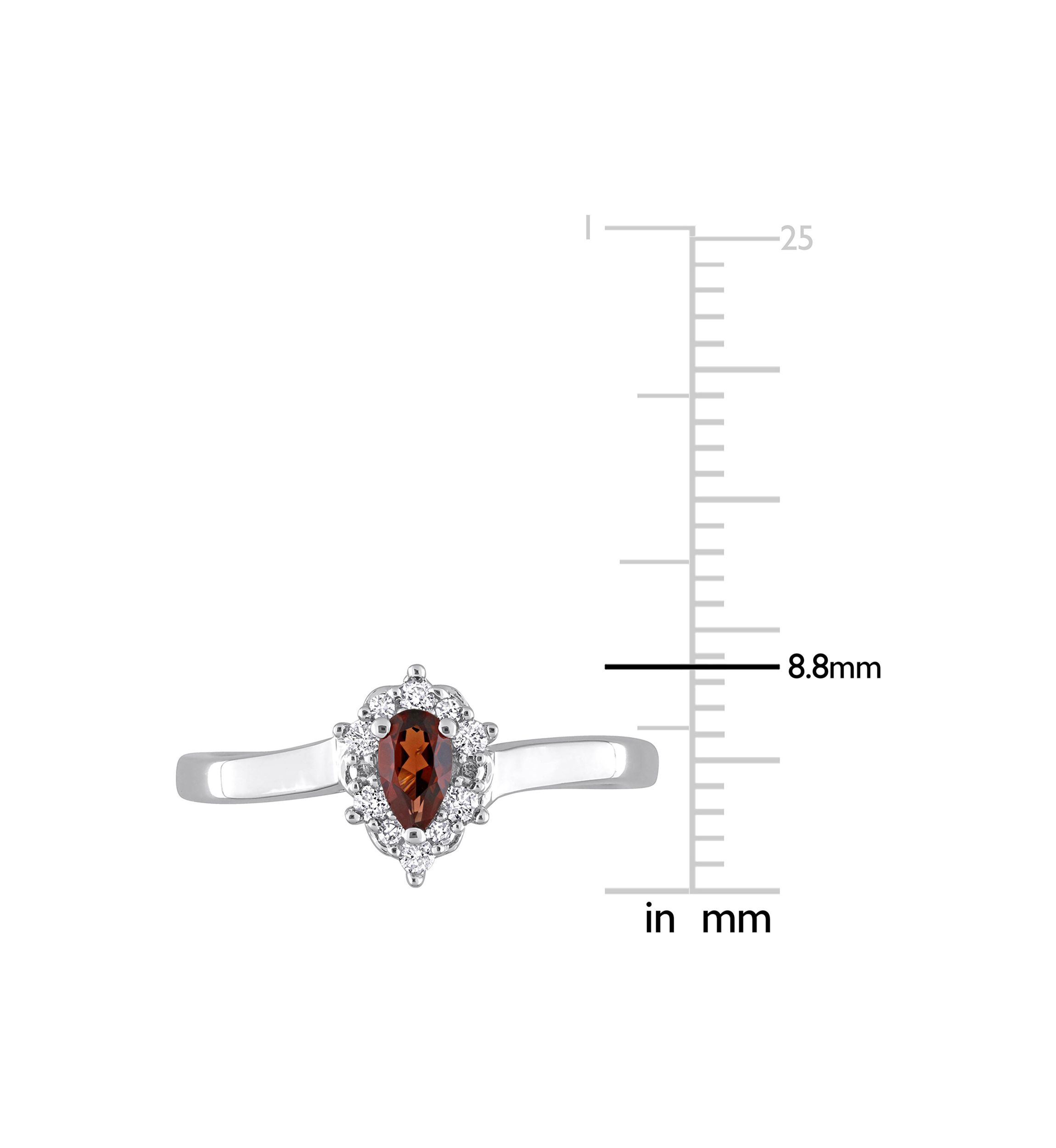 1/4 CT TGW Garnet and 1/10 CT TW Diamond Halo Ring in Sterling Silver