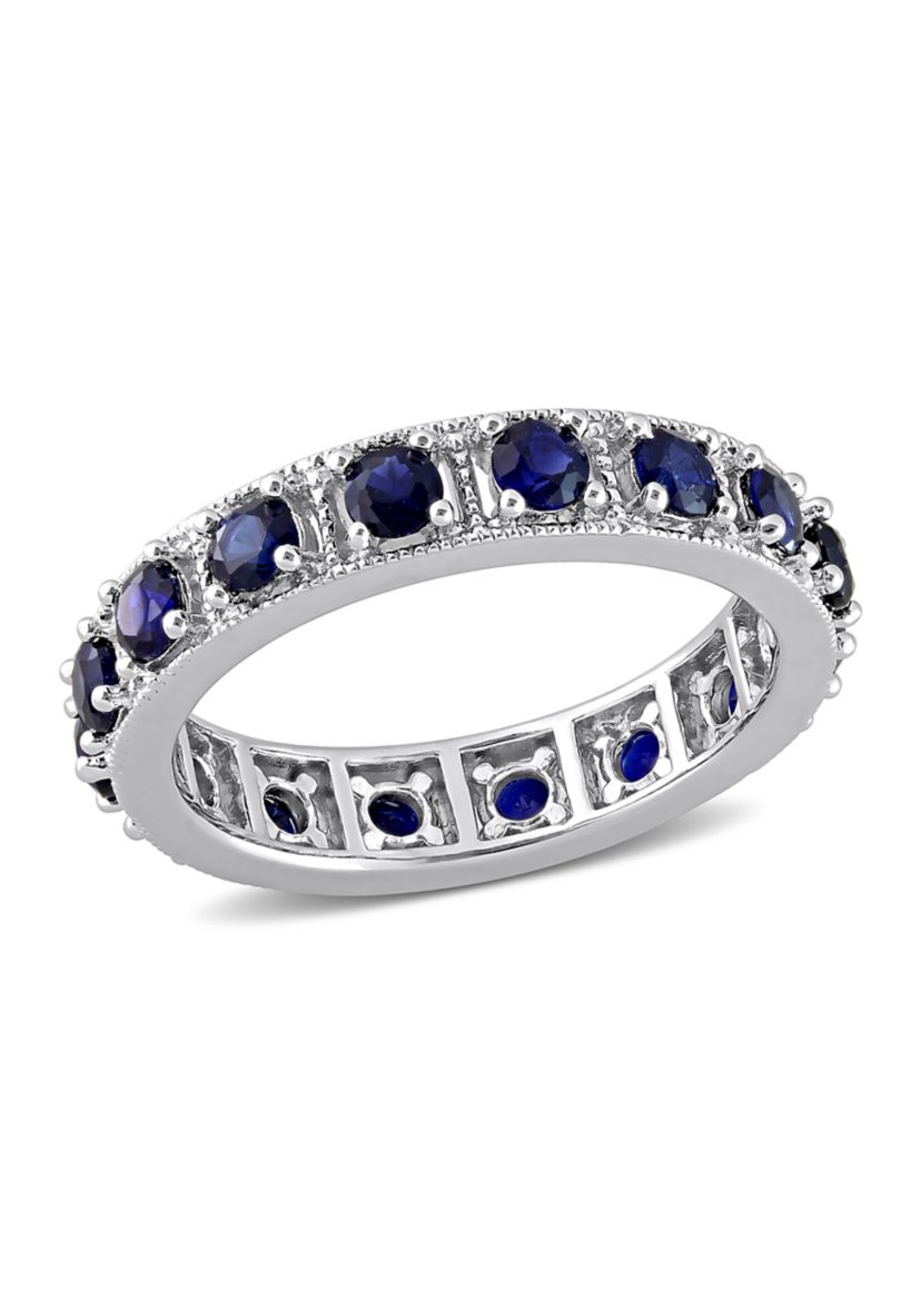 Lab Created 1 7/8 CT TGW Created Blue Sapphire Eternity Ring in Sterling Silver
