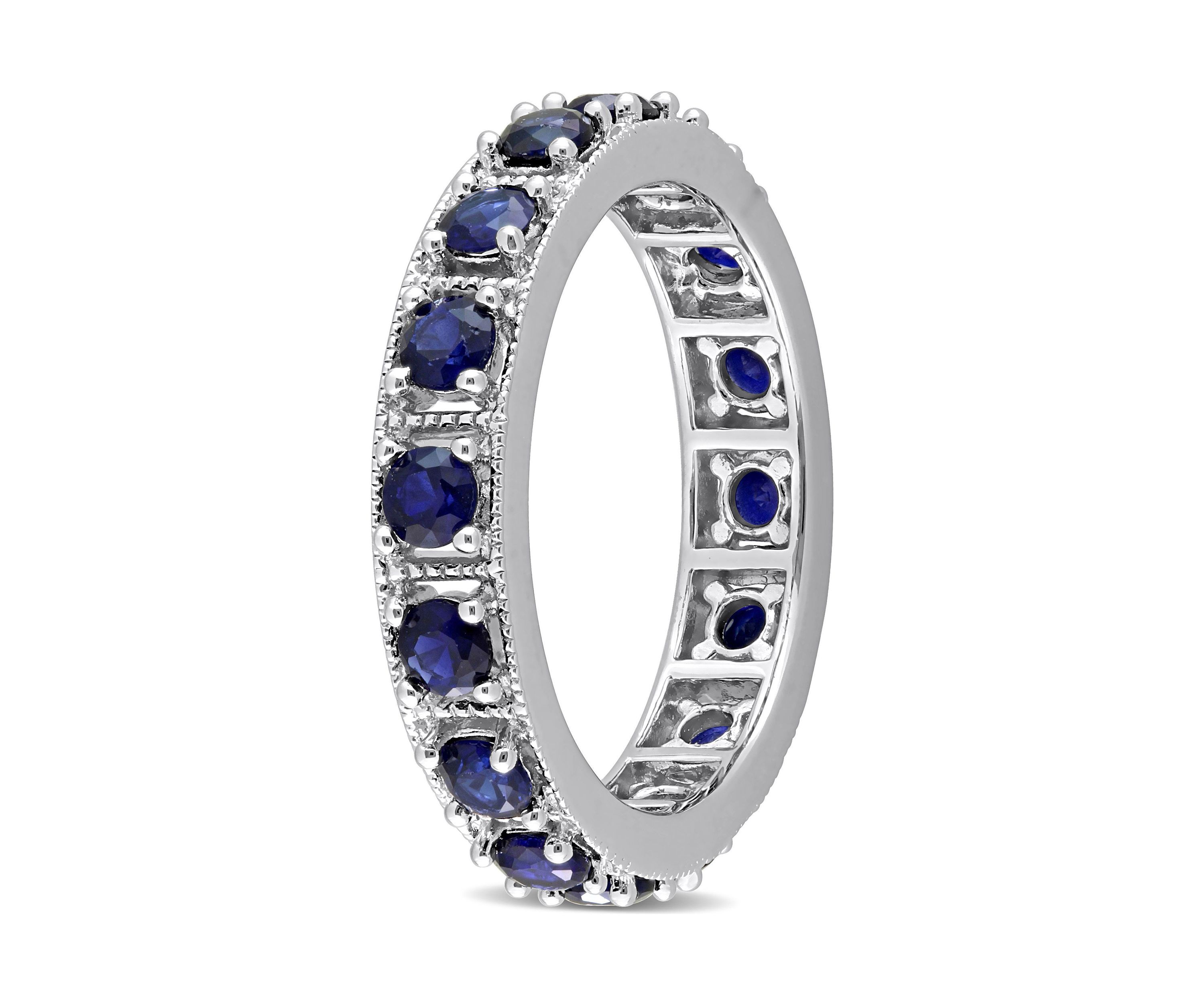 Lab Created 1 7/8 CT TGW Created Blue Sapphire Eternity Ring in Sterling Silver