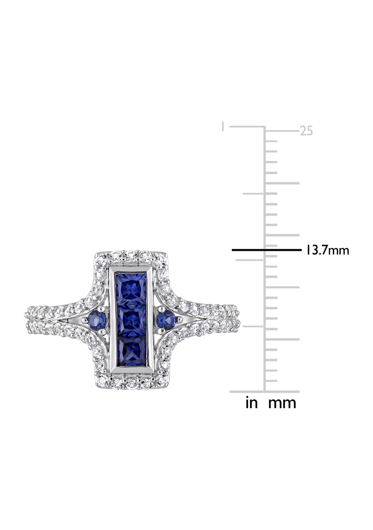 Lab Created 1-1/8 CT TGW Created Blue and Created White Sapphire Statement Ring in Sterling Silver