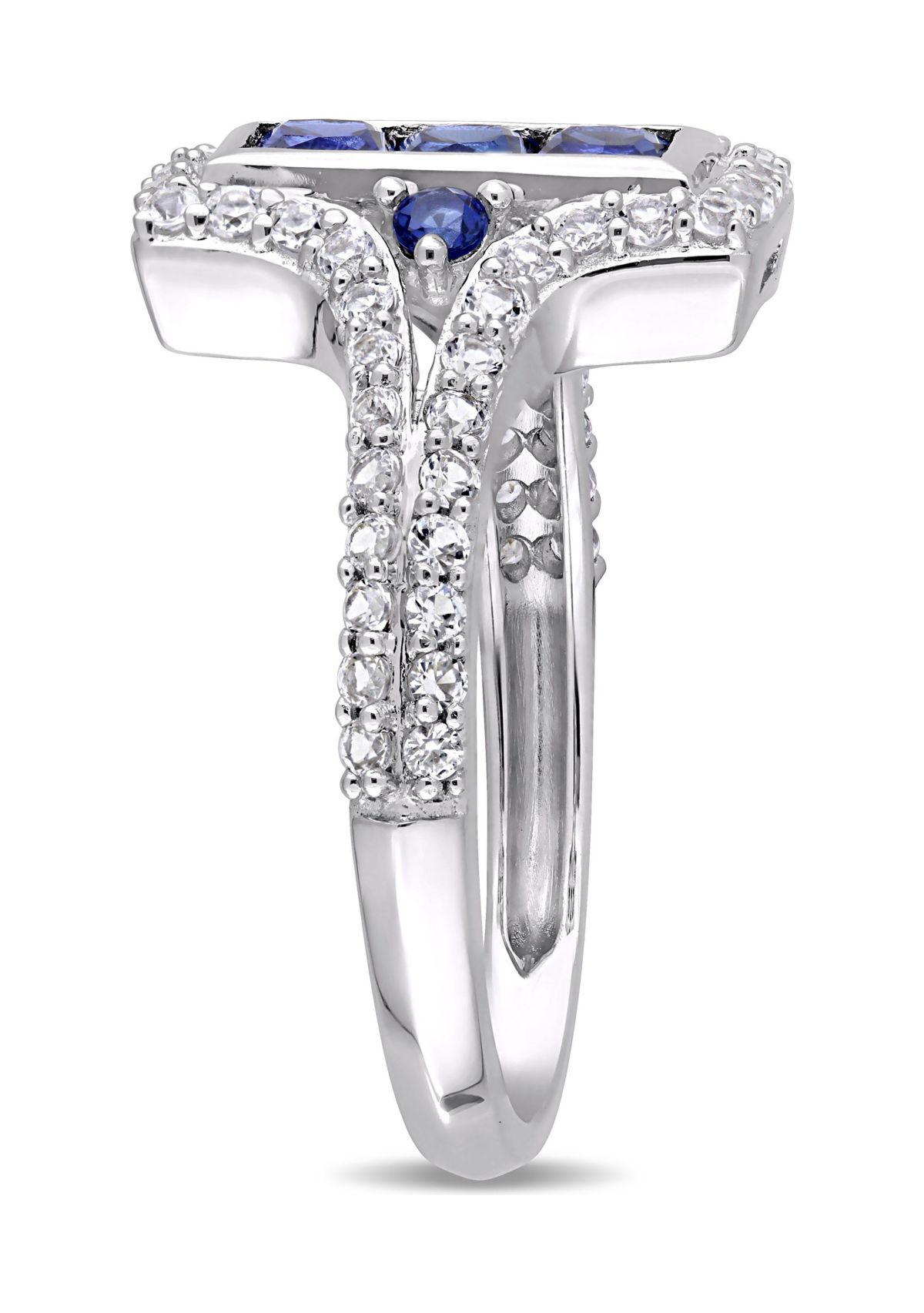 Lab Created 1-1/8 CT TGW Created Blue and Created White Sapphire Statement Ring in Sterling Silver