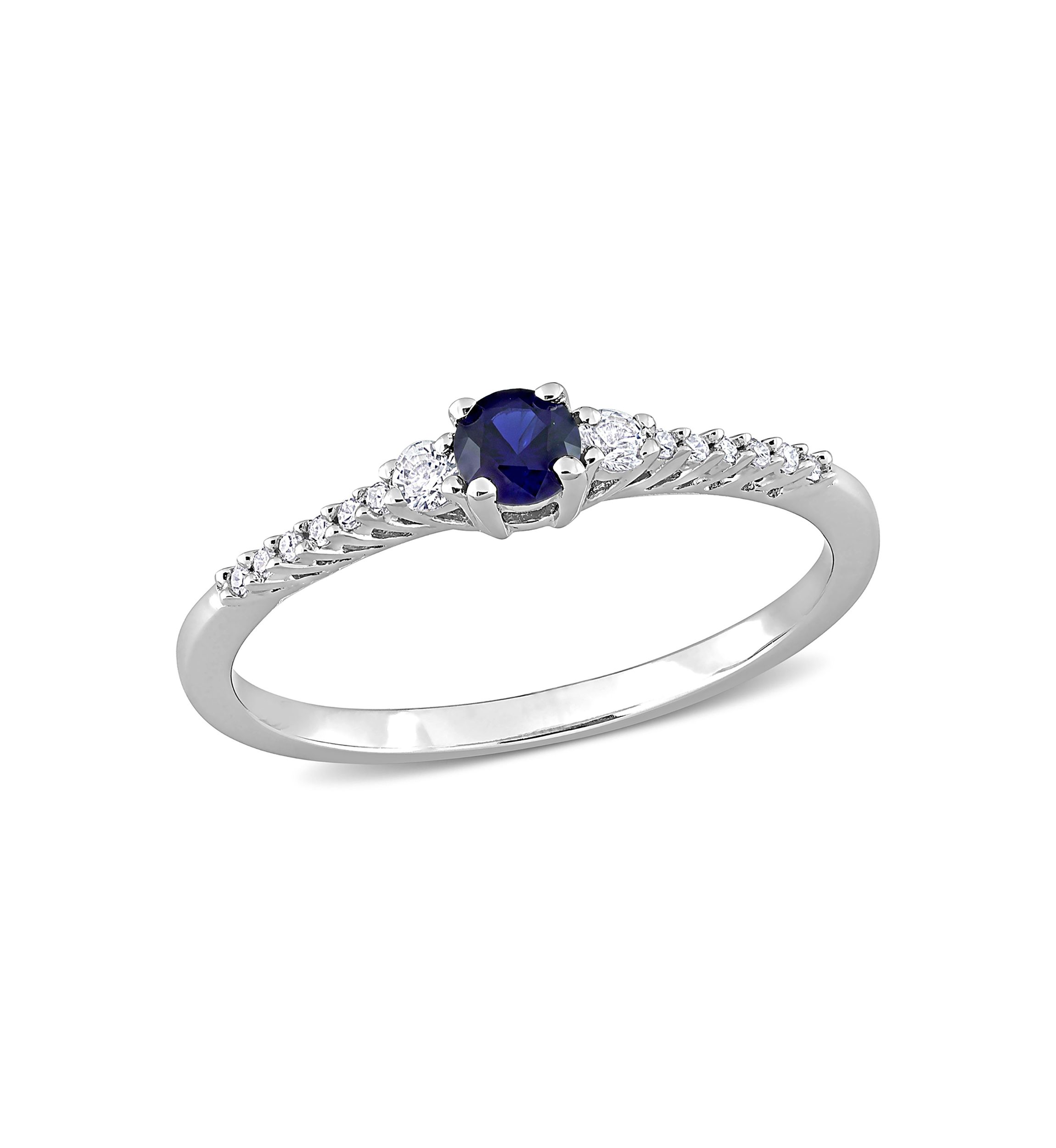 Lab Created Created Blue and Created White Sapphire and Diamond Accent Ring in Sterling Silver