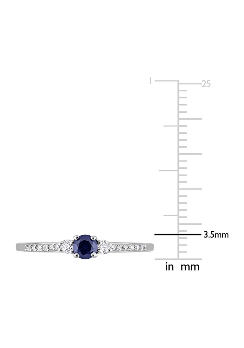 Lab Created Created Blue and Created White Sapphire and Diamond Accent Ring in Sterling Silver