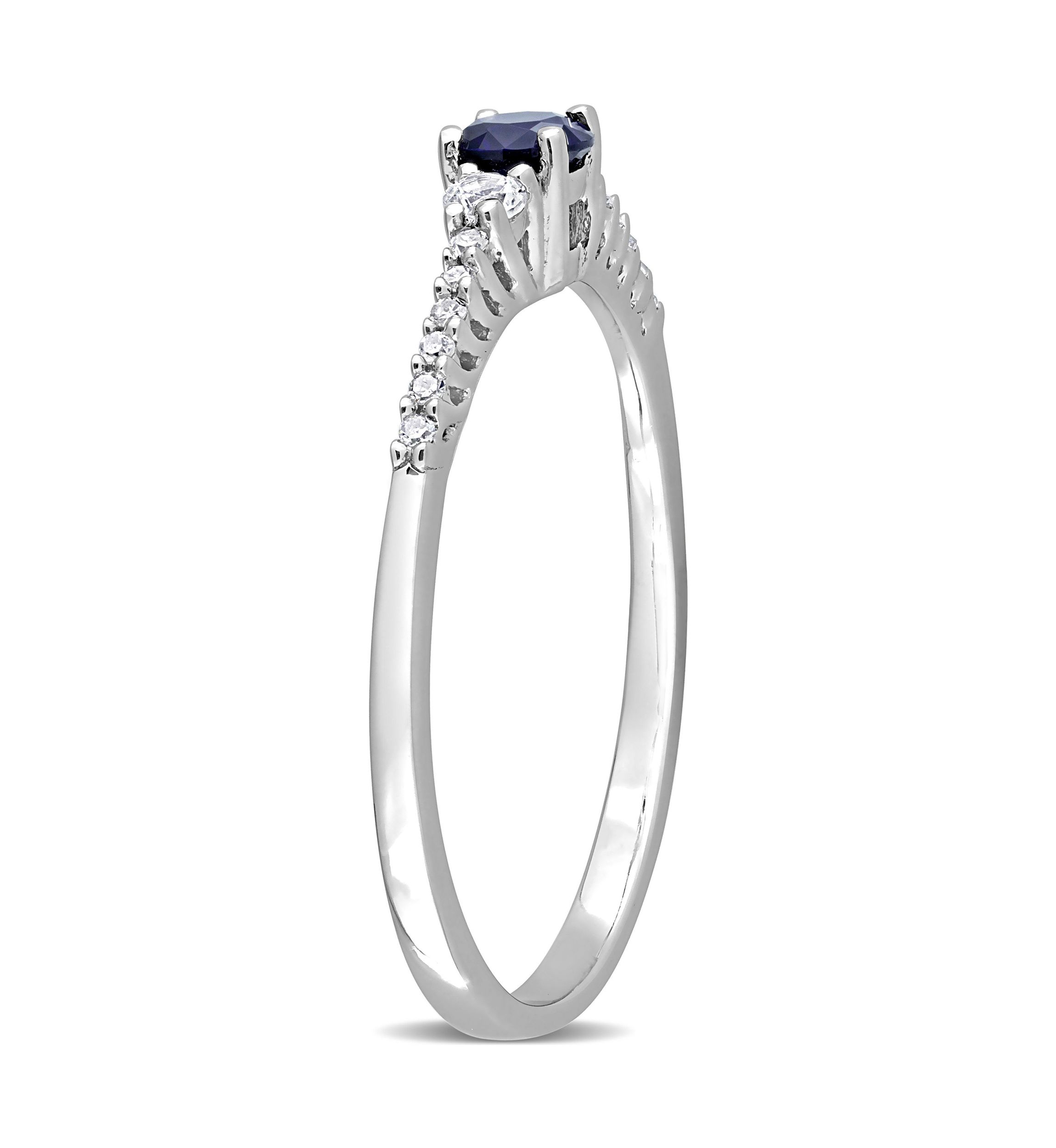 Lab Created Created Blue and Created White Sapphire and Diamond Accent Ring in Sterling Silver