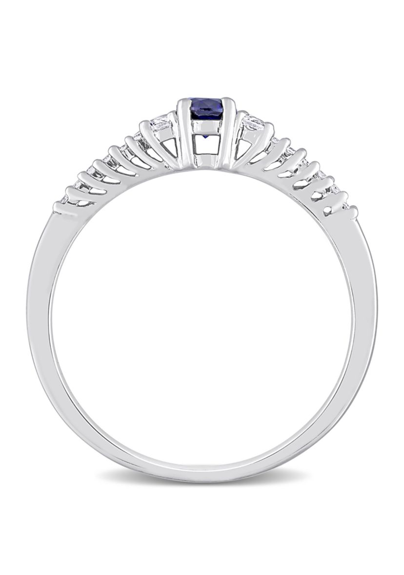 Lab Created Created Blue and Created White Sapphire and Diamond Accent Ring in Sterling Silver