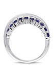 Lab Created 1/10 ct. t.w. Diamond and Created Blue Sapphire Crossover Ring in Sterling Silver