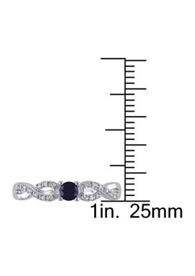 Lab Created 1/10 CT TW Diamond and Blue Sapphire Infinity Ring Sterling Silver