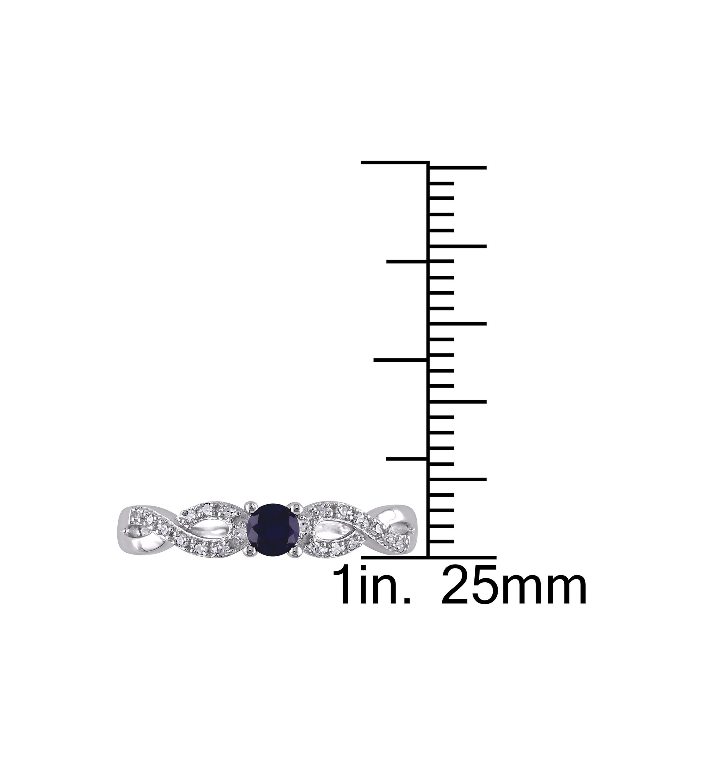 Lab Created 1/10 CT TW Diamond and Created Blue Sapphire Infinity Ring in Sterling Silver