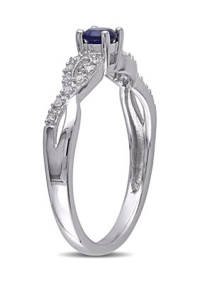 Lab Created 1/10 CT TW Diamond and Blue Sapphire Infinity Ring Sterling Silver