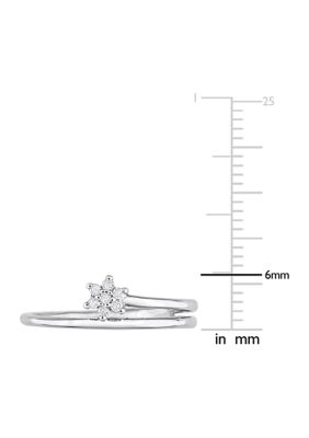 Diamond Accent Floral Promise Ring Sterling Silver