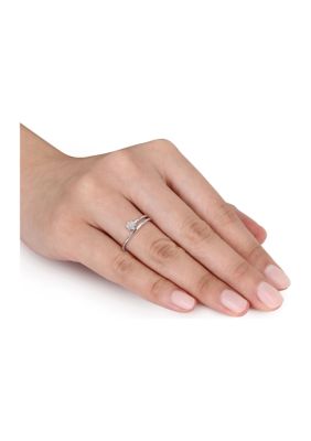 Diamond Accent Floral Promise Ring Sterling Silver