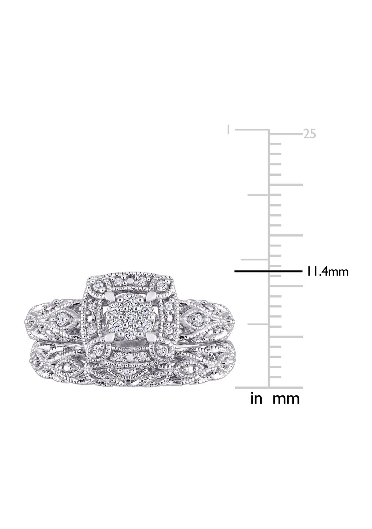 1/5 CT TW Diamond Vintage Bridal Set in Sterling Silver