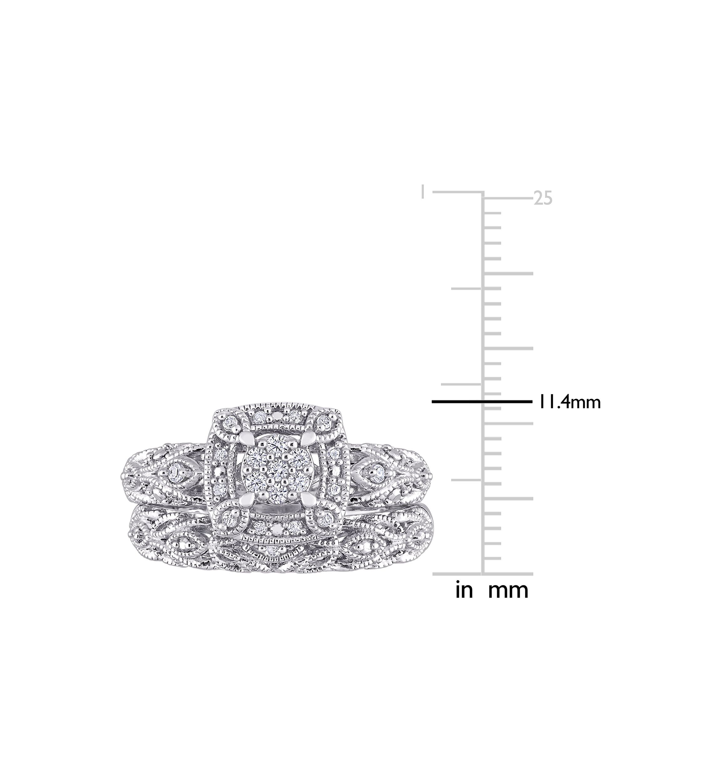 1/5 CT TW Diamond Vintage Bridal Set in Sterling Silver