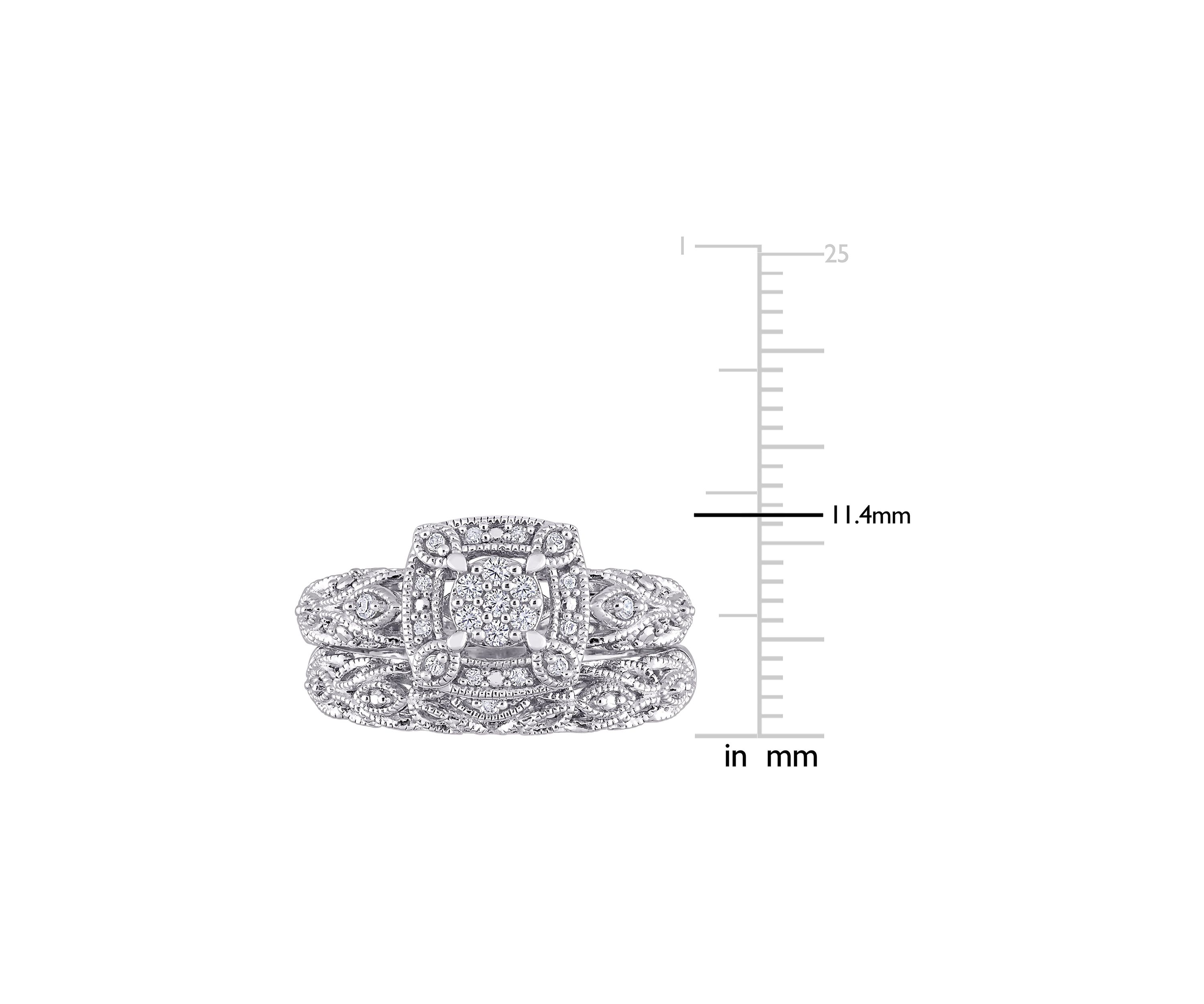 1/5 CT TW Diamond Vintage Bridal Set in Sterling Silver