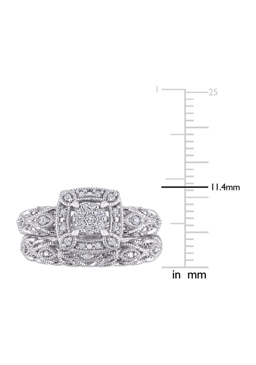 1/5 CT TW Diamond Vintage Bridal Set in Sterling Silver