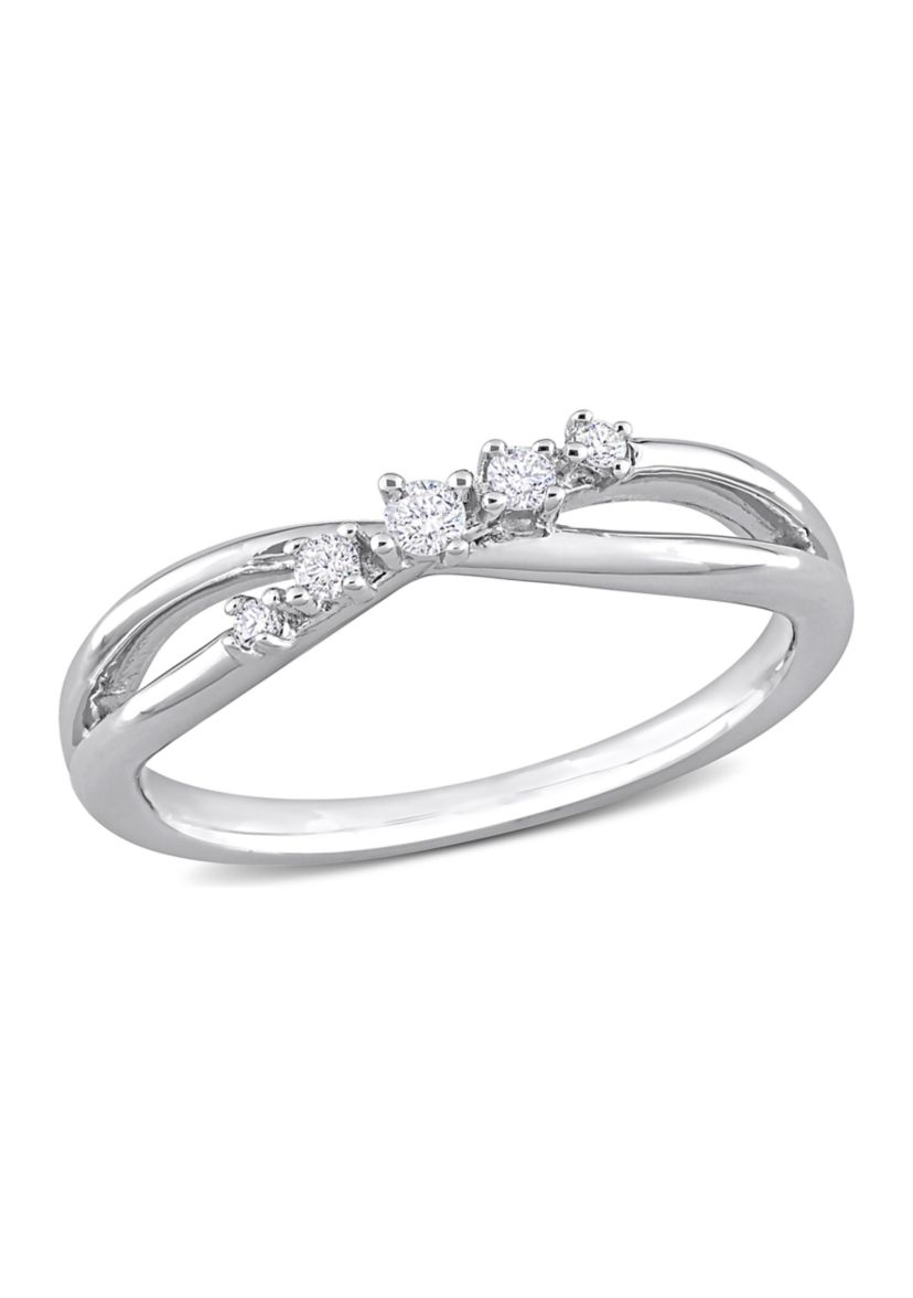 1/10 CT TW Diamond Crossover Promise Ring in Sterling Silver