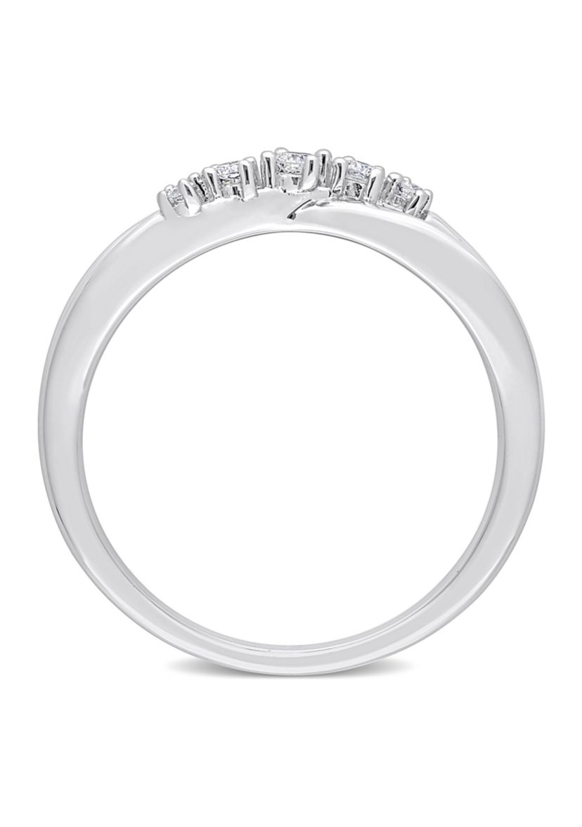 1/10 CT TW Diamond Crossover Promise Ring in Sterling Silver