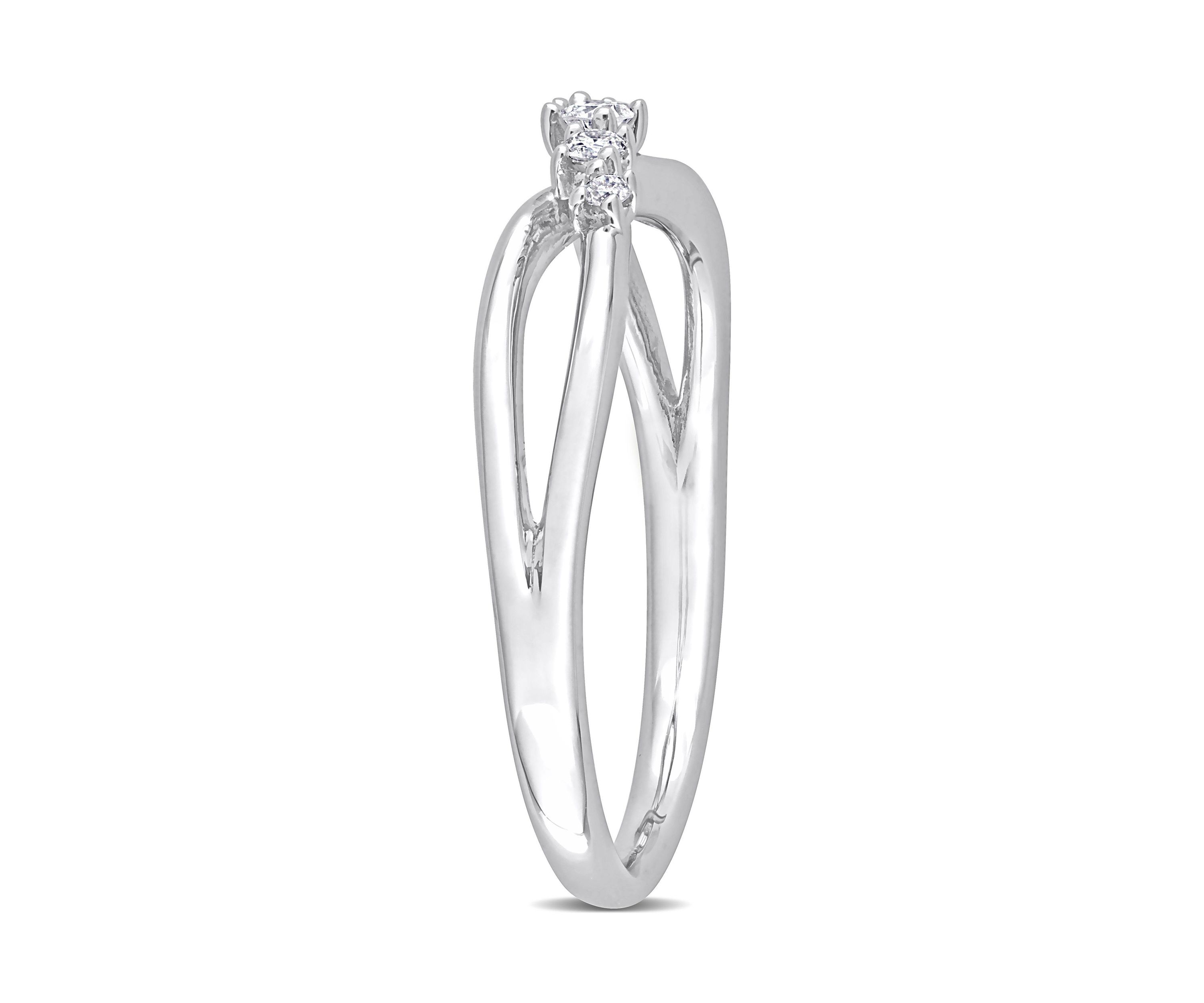 1/10 CT TW Diamond Crossover Promise Ring in Sterling Silver