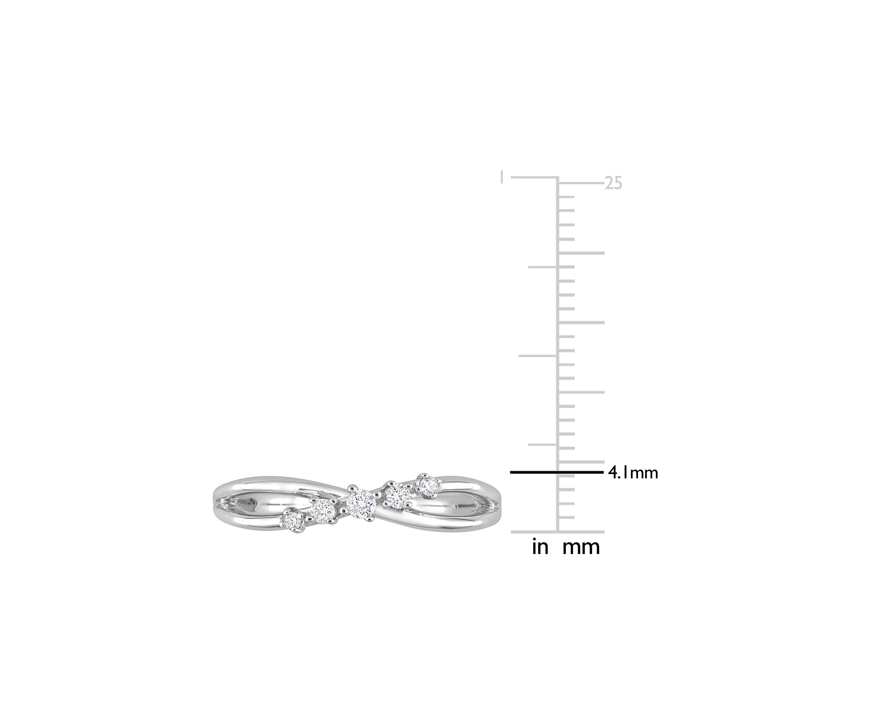 1/10 CT TW Diamond Crossover Promise Ring in Sterling Silver