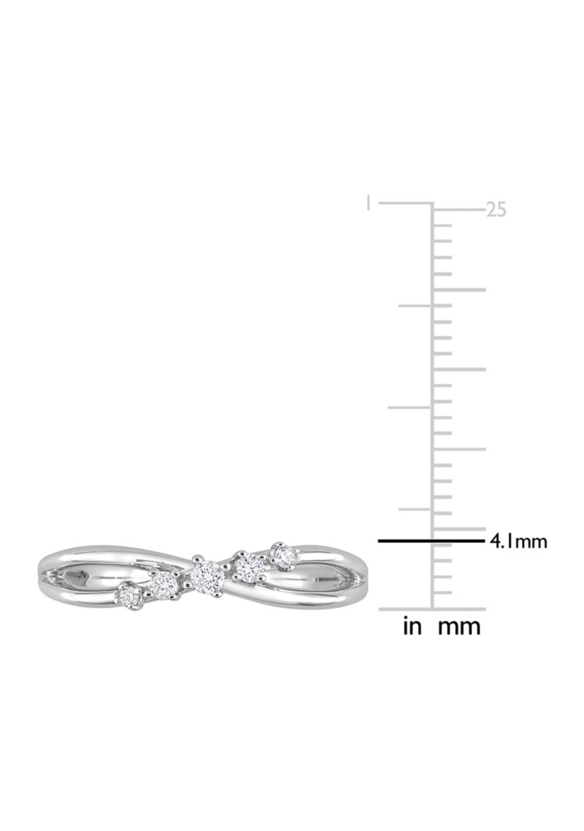 1/10 CT TW Diamond Crossover Promise Ring in Sterling Silver
