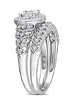 1/3 ct. t.w. Diamond Halo Bridal Ring Set in Sterling Silver