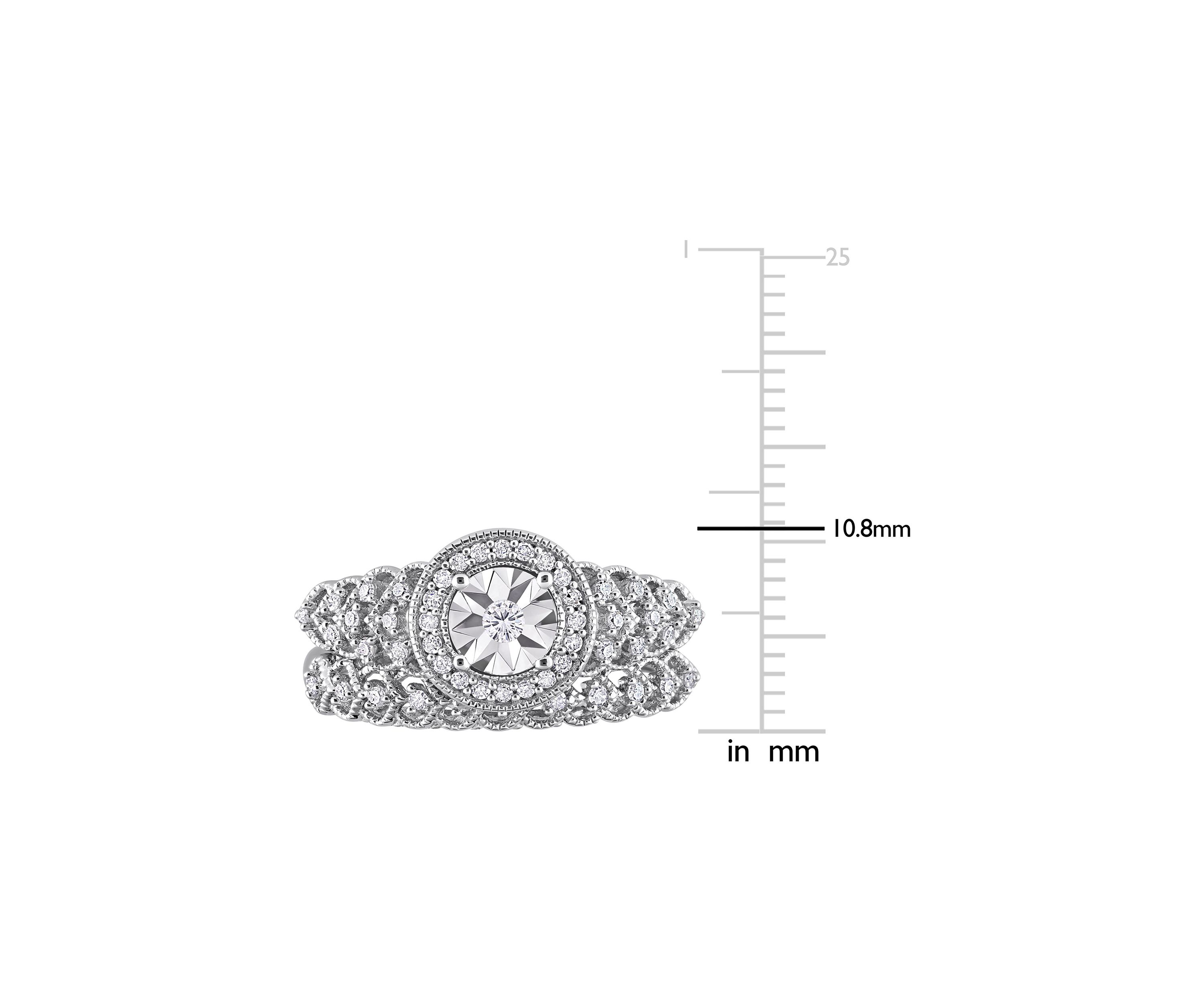 1/3 CT TW Diamond Halo Bridal Ring Set in Sterling Silver