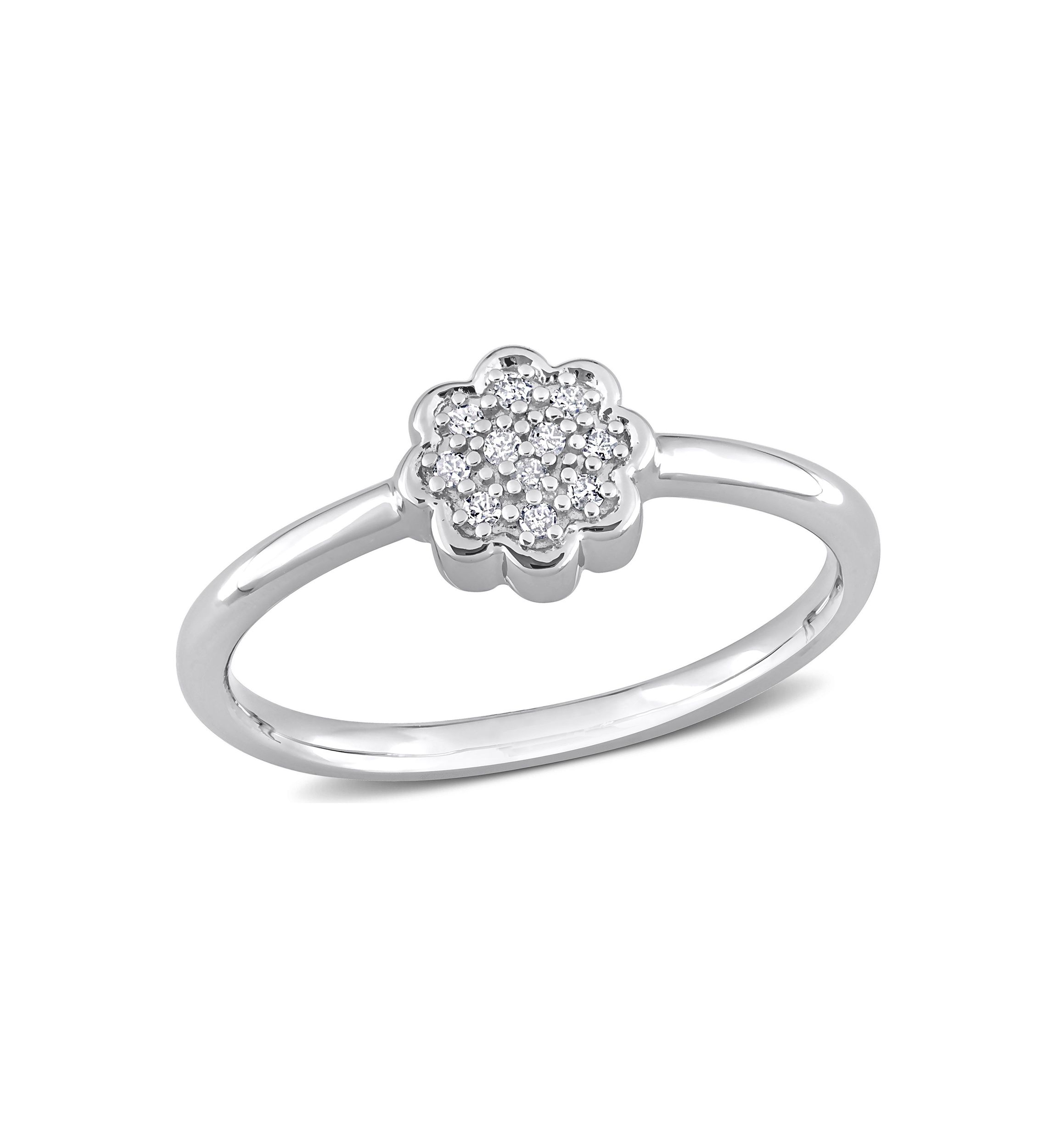 Diamond Accent Flower Promise Ring in Sterling Silver