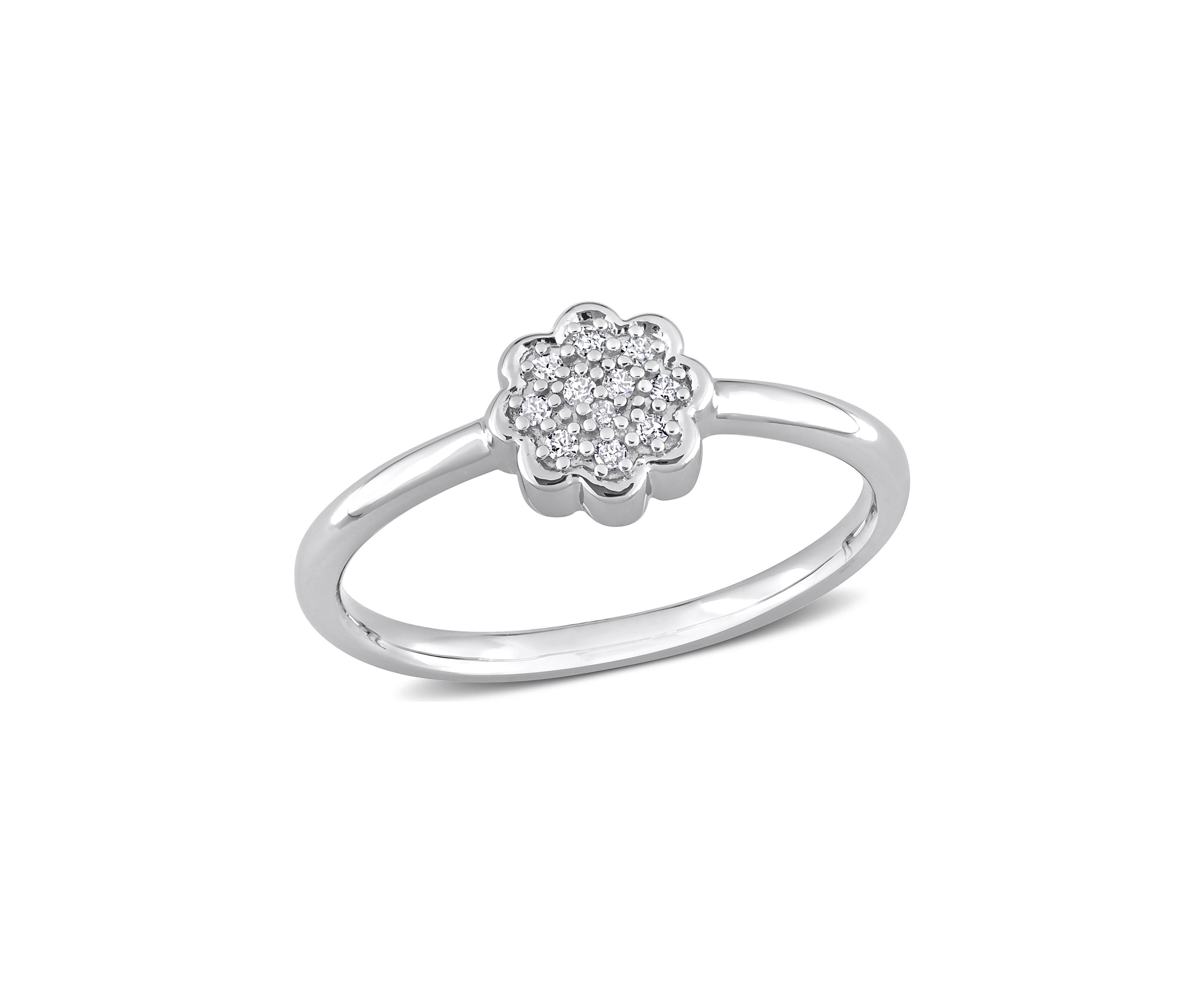 Diamond Accent Flower Promise Ring in Sterling Silver