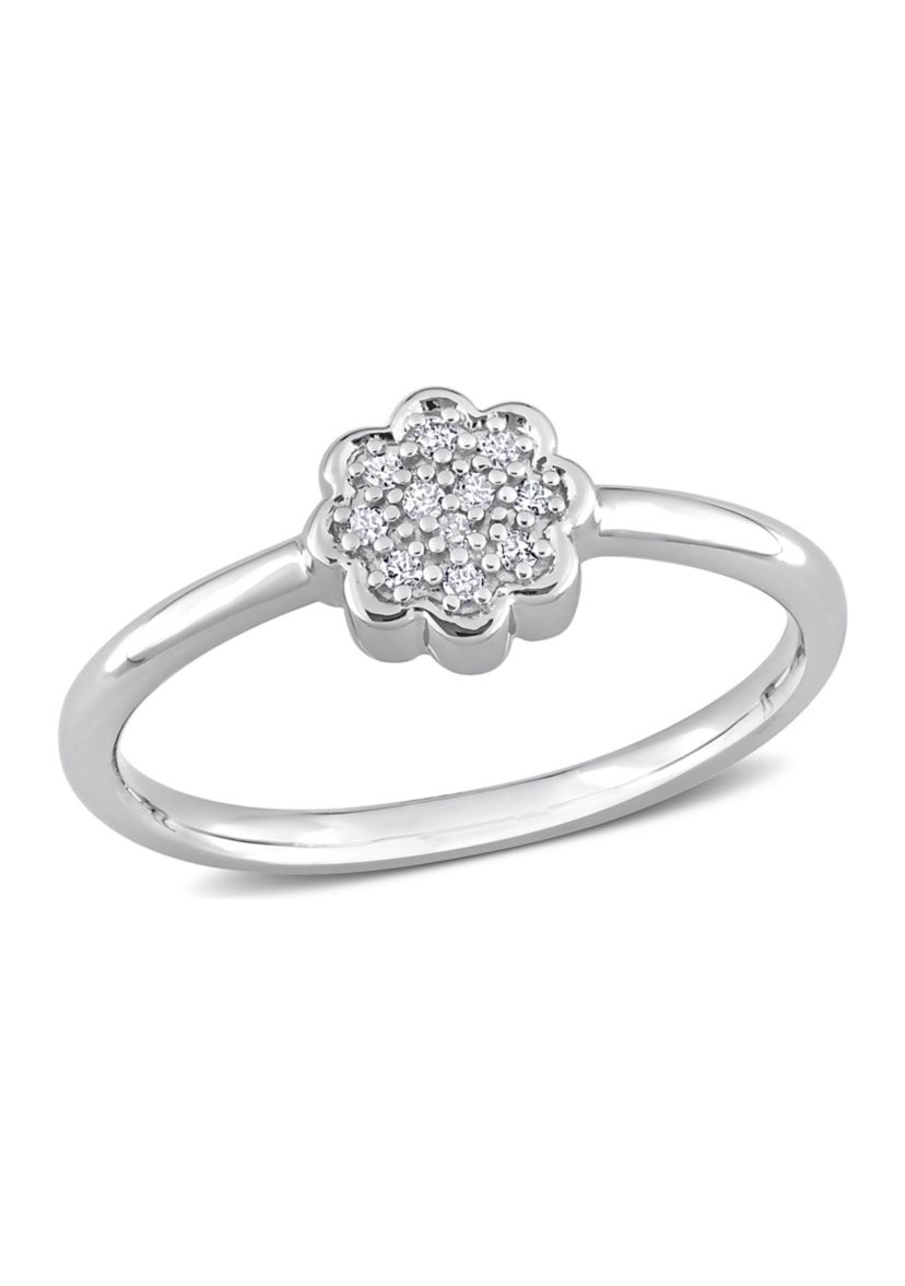Diamond Accent Flower Promise Ring in Sterling Silver